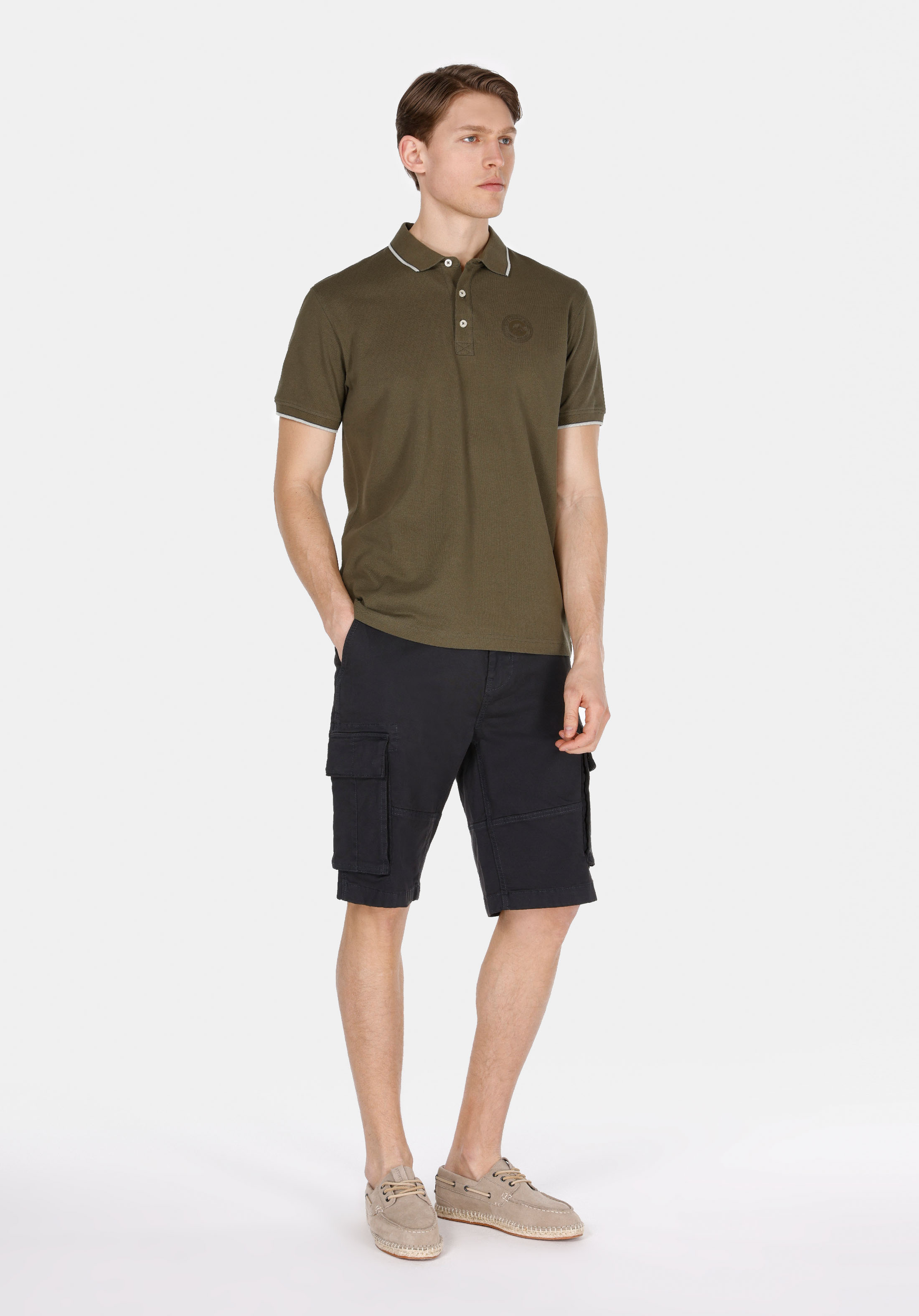 Afișați detalii pentru Tricou Polo Cu Maneca Scurta De Barbati Kaki Regular Fit  Cl1074146