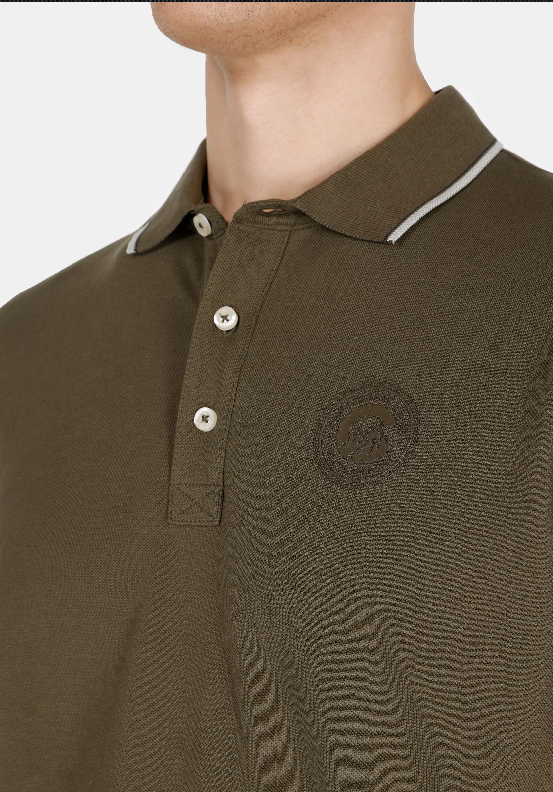 Afișați detalii pentru Tricou Polo Cu Maneca Scurta De Barbati Kaki Regular Fit  Cl1074146