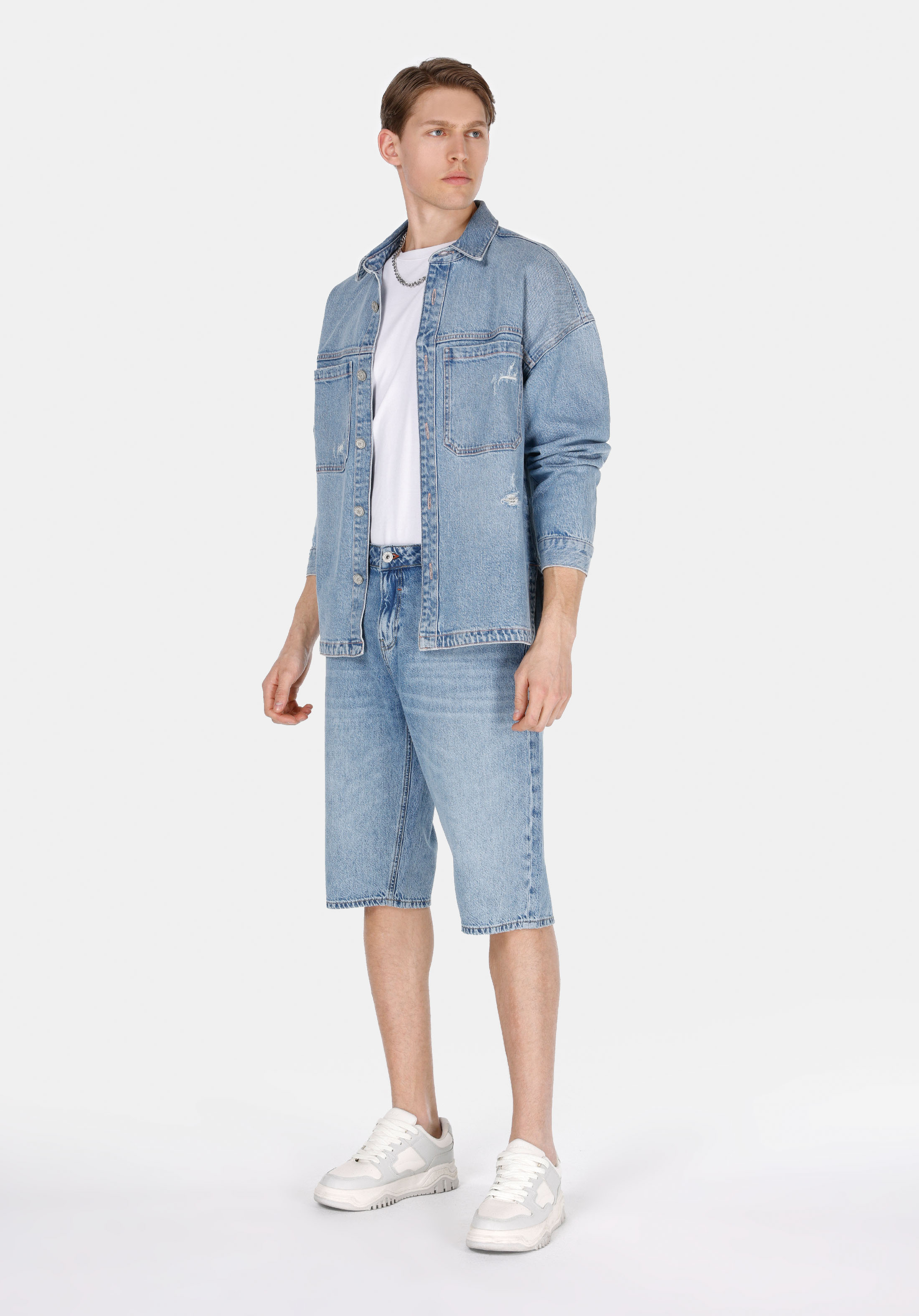 Afișați detalii pentru Short / Pantaloni Scurti De Barbati Albastru Straight Fit  Cl1075149