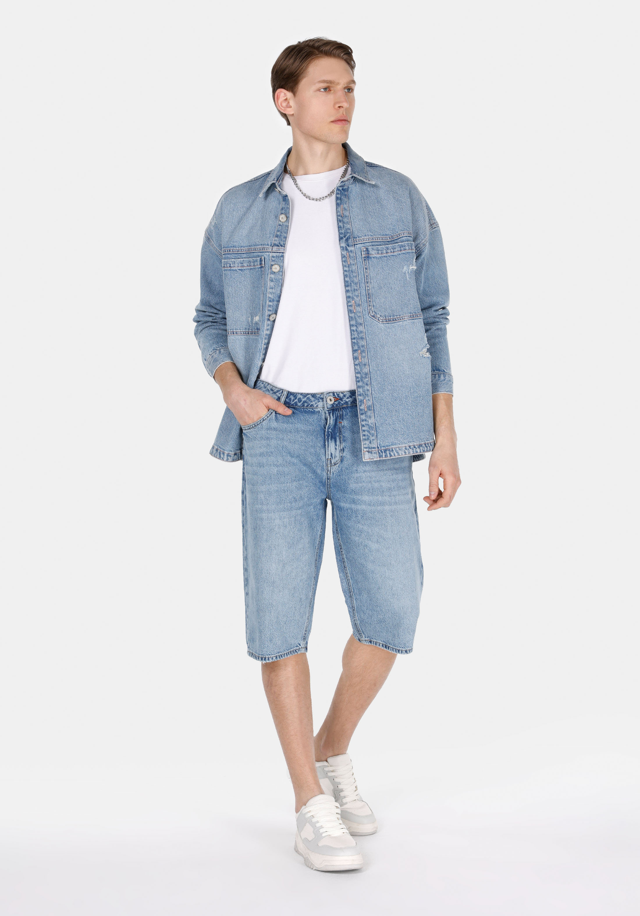 Afișați detalii pentru Short / Pantaloni Scurti De Barbati Albastru Straight Fit  Cl1075149