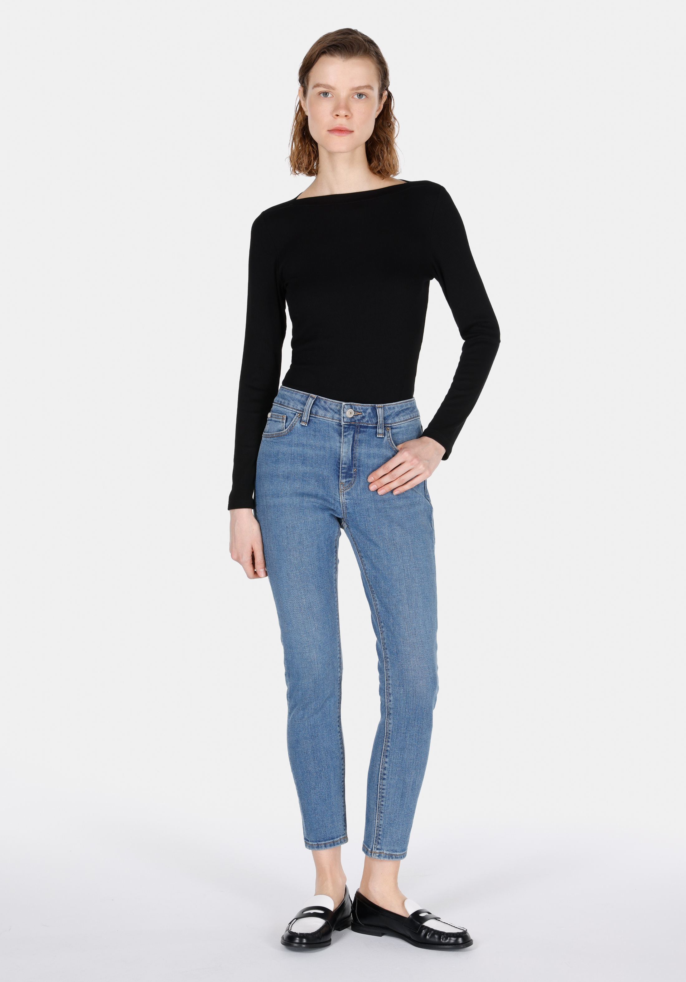 Afișați detalii pentru Pantaloni De Dama Albastru Skinny Fit 759 Lara Cl1073498