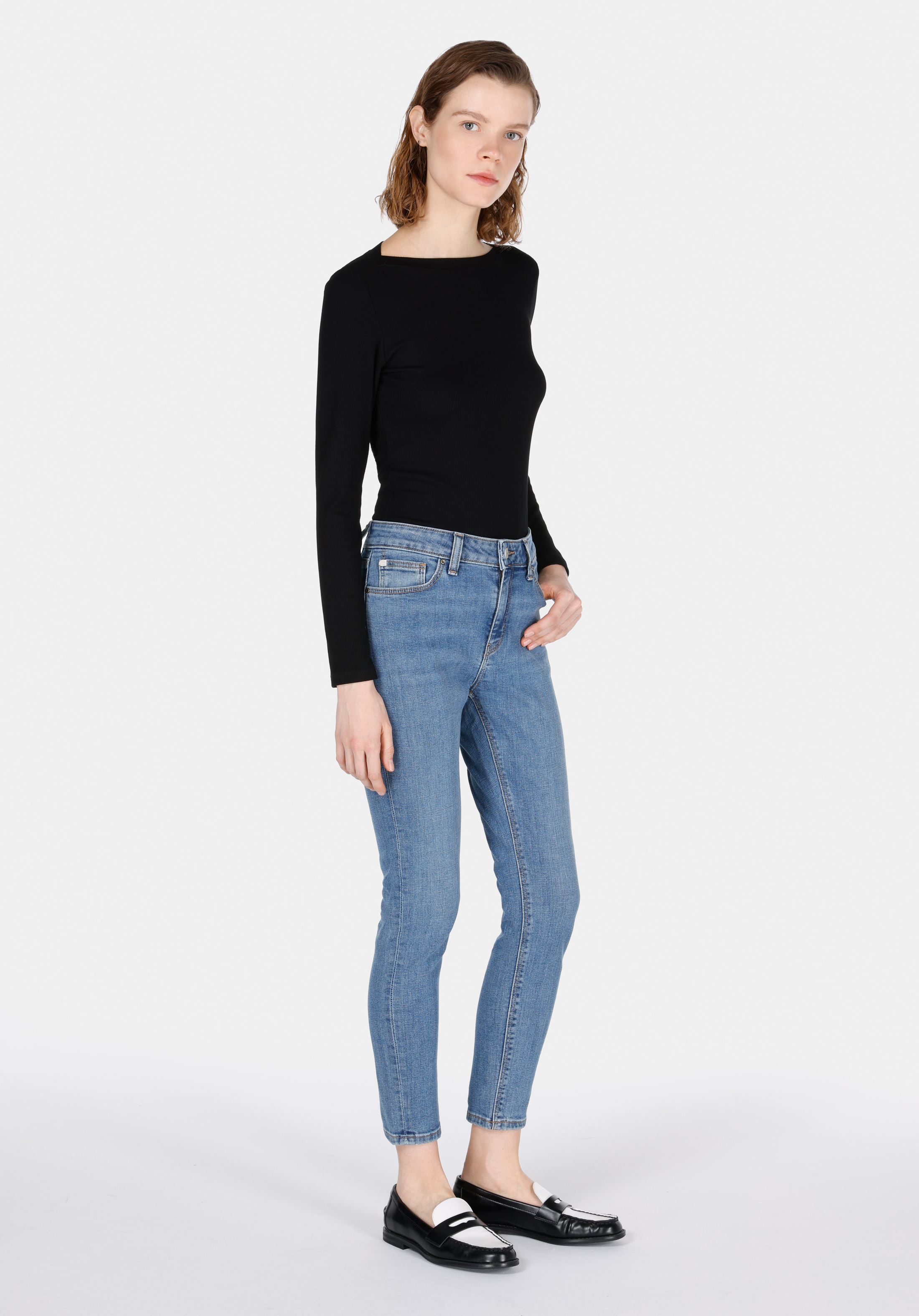 Afișați detalii pentru Pantaloni De Dama Albastru Skinny Fit 759 Lara Cl1073498