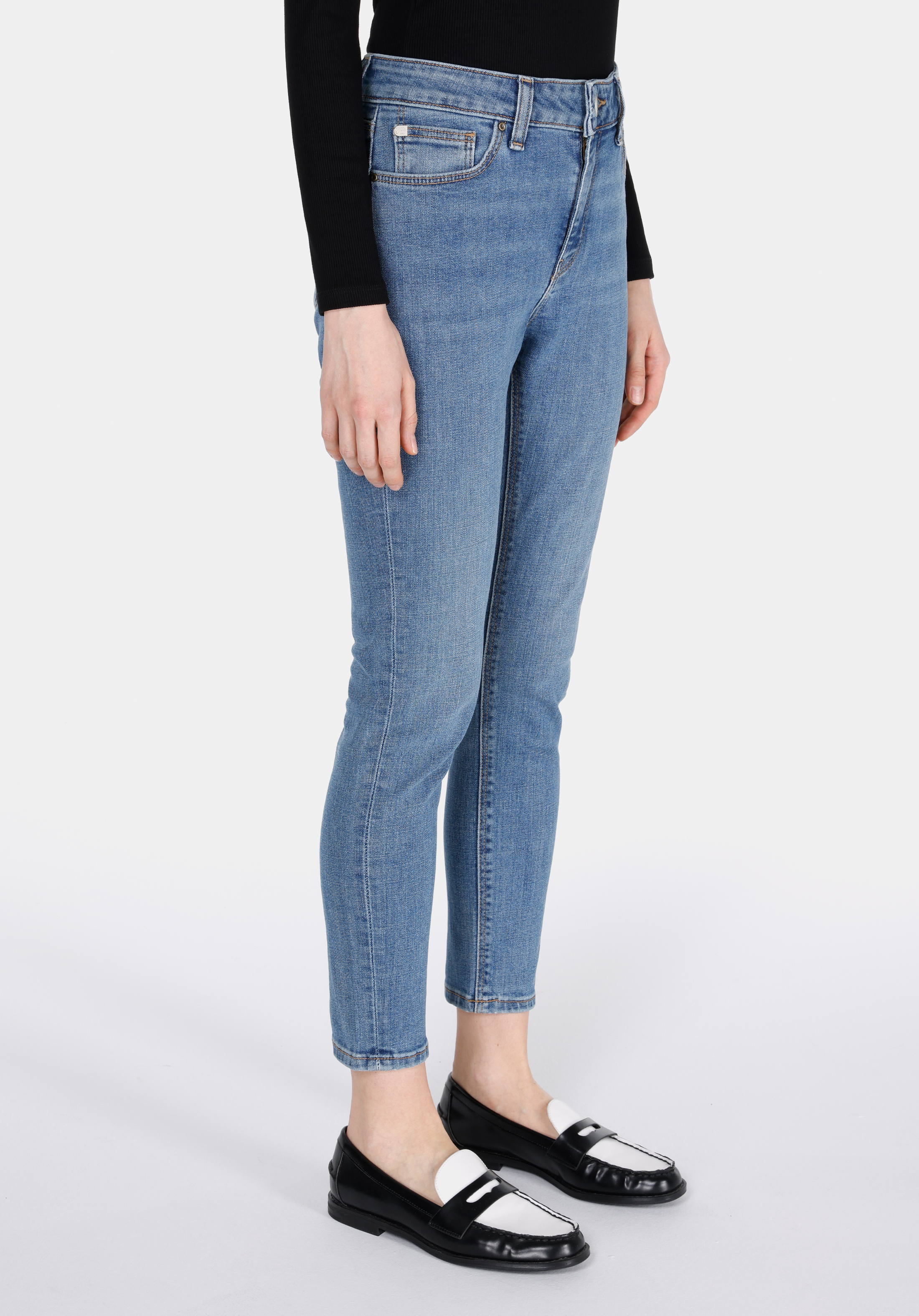 Afișați detalii pentru Pantaloni De Dama Albastru Skinny Fit 759 Lara Cl1073498