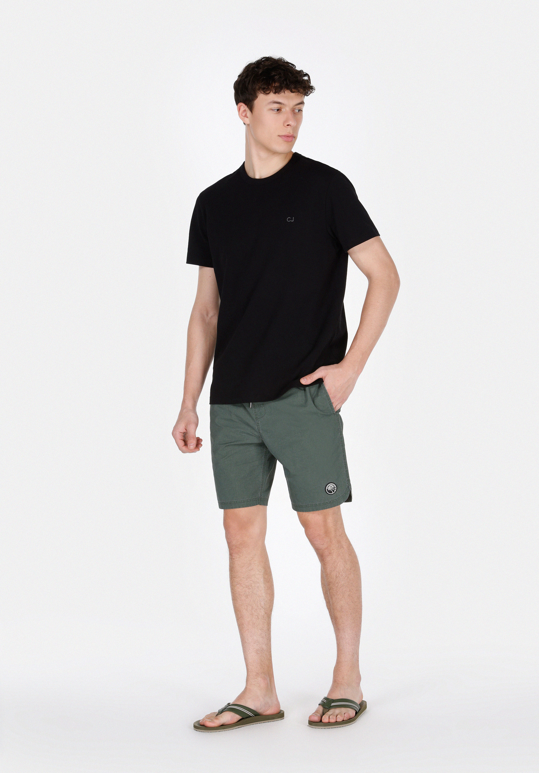 Afișați detalii pentru Short De Plaja De Barbati Kaki Slim Fit  Cl1074691