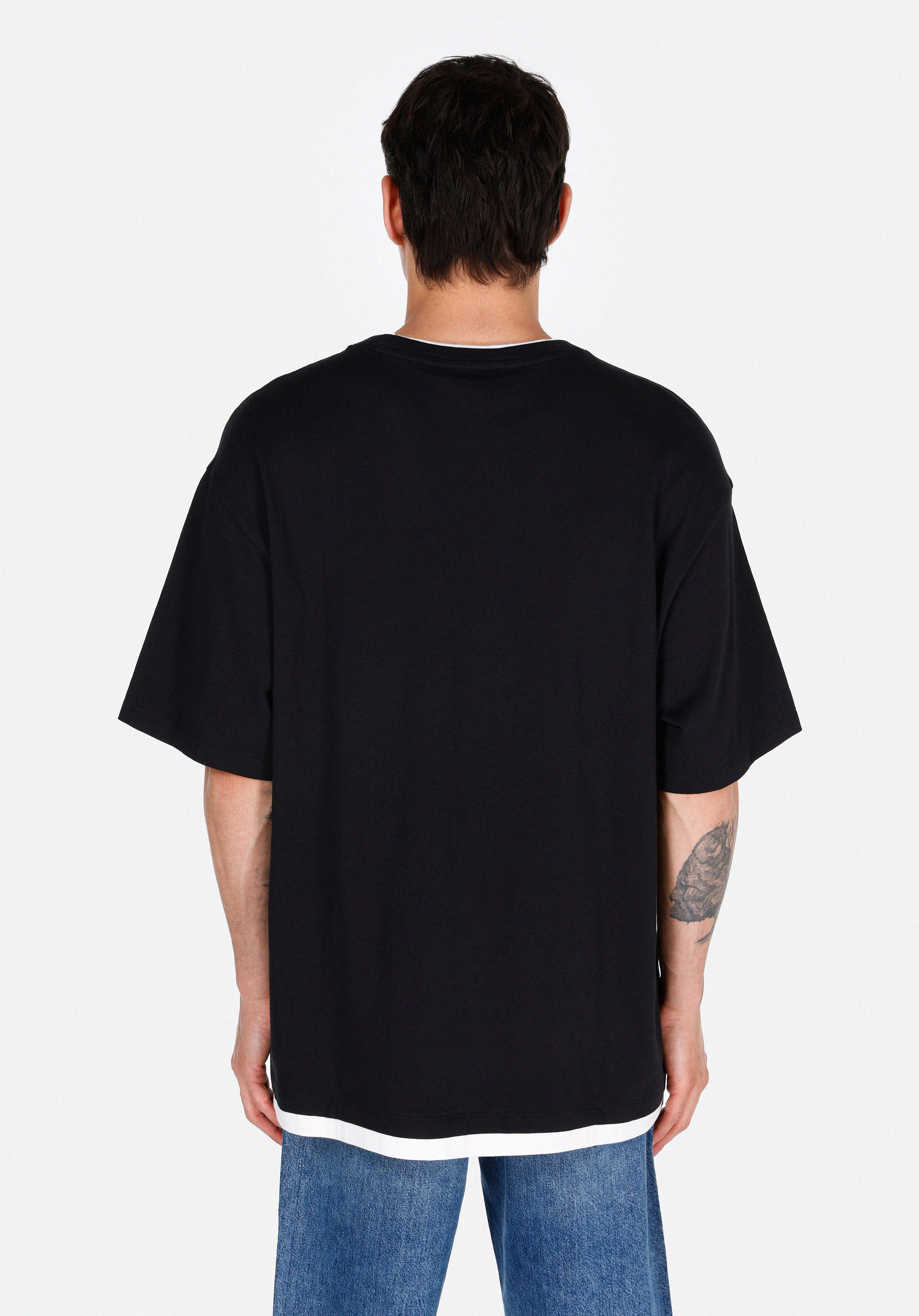 Afișați detalii pentru Tricou Cu Maneca Scurta De Barbati Negru Oversize Fit  Cl1073989