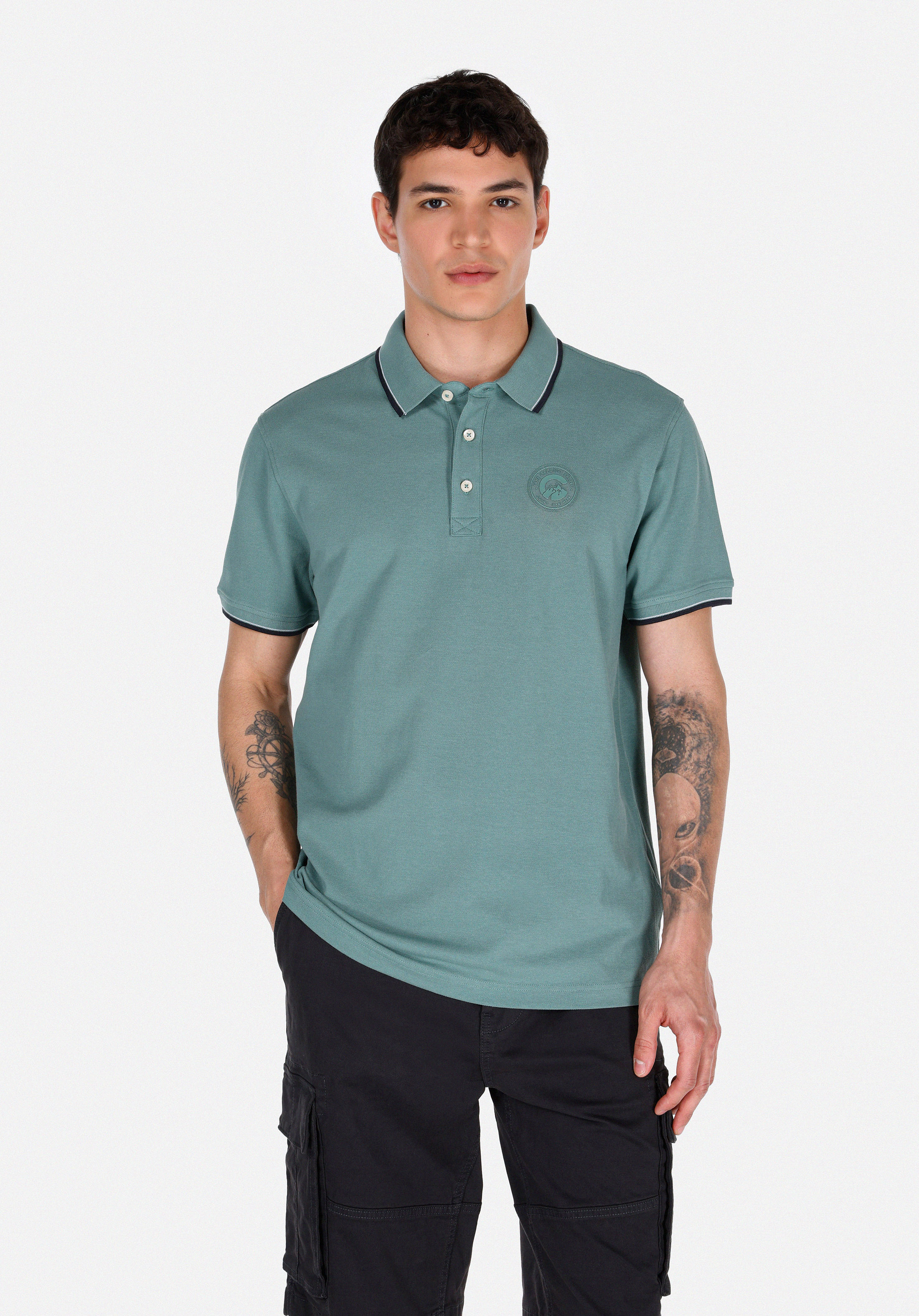 Afișați detalii pentru Tricou Polo Cu Maneca Scurta De Barbati Verde Regular Fit  Cl1074146