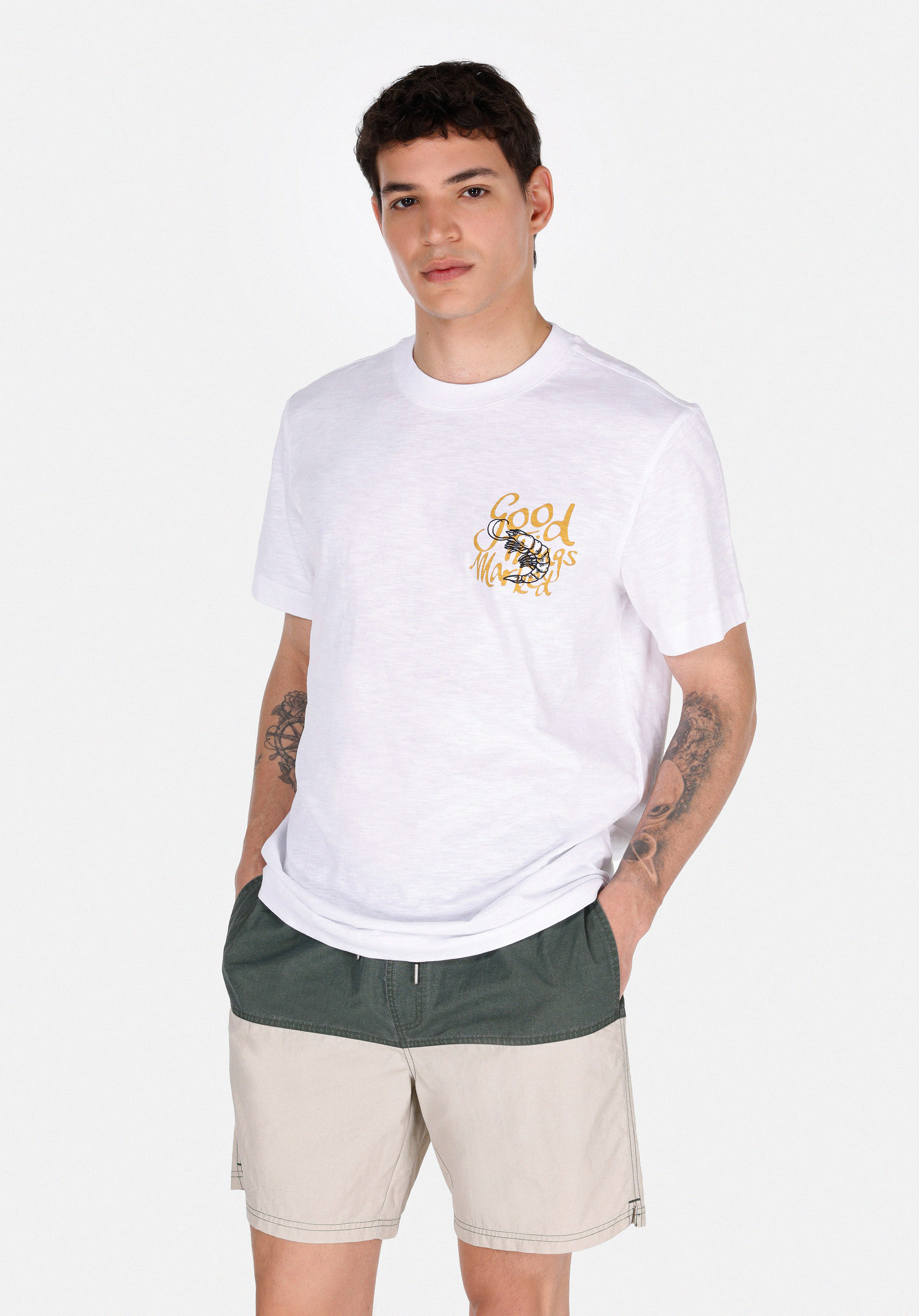 Afișați detalii pentru Tricou Cu Maneca Scurta De Barbati Alb Regular Fit  Cl1074218