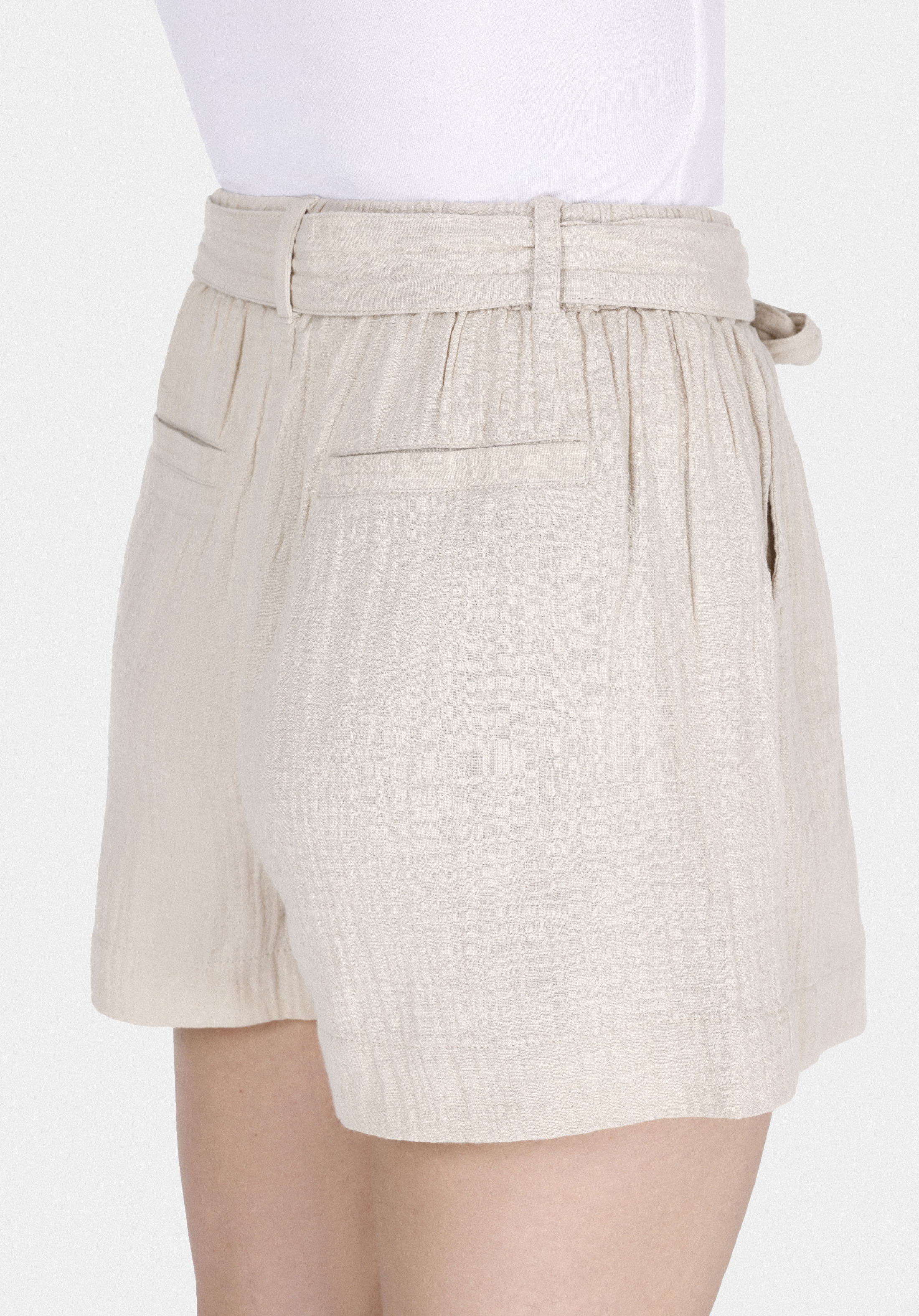Afișați detalii pentru Regular Fit Rising Waist Straight Pantaloni Scurți Bej Pentru Femei