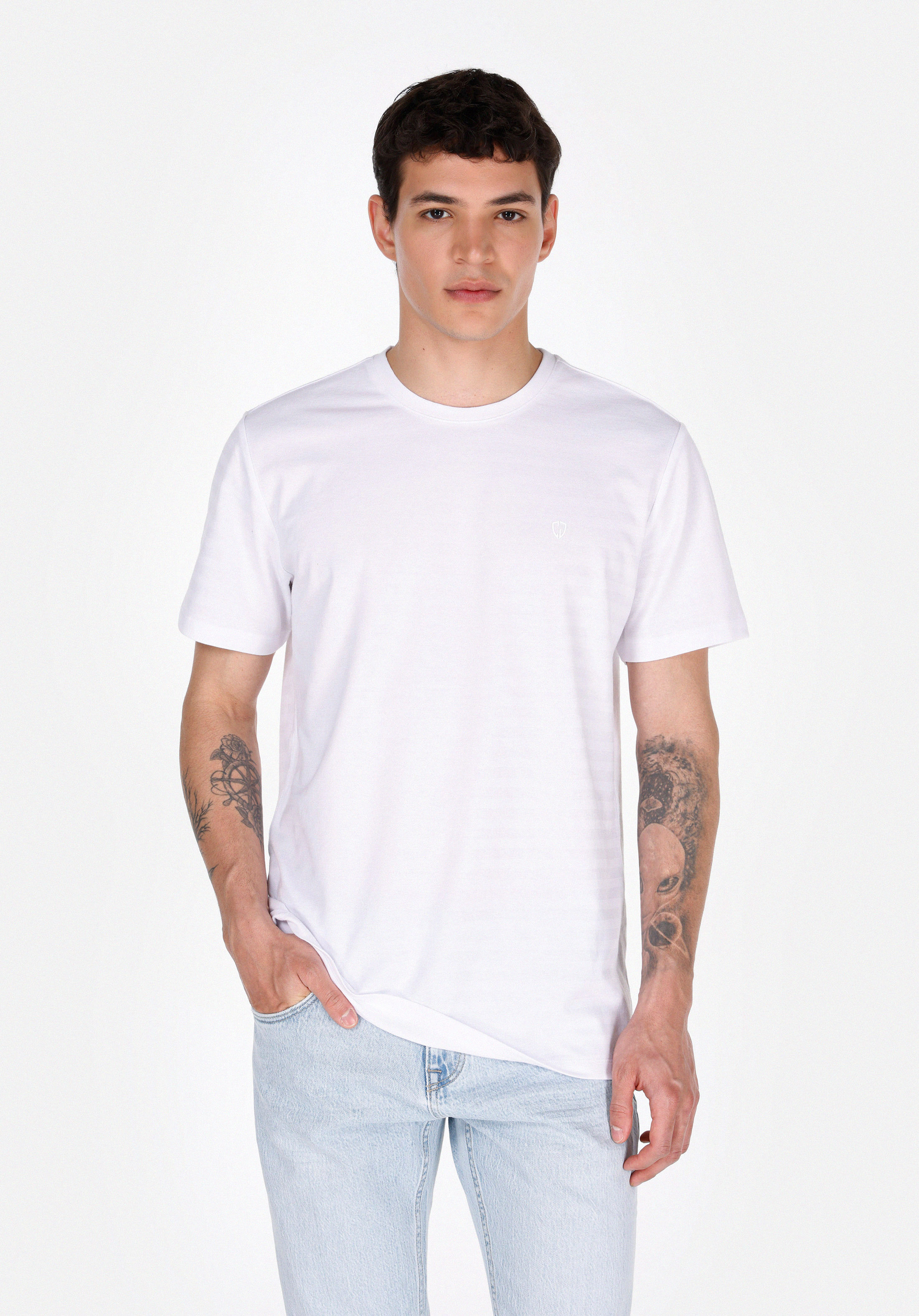 Afișați detalii pentru Tricou Cu Maneca Scurta De Barbati Alb Regular Fit  Cl1074808