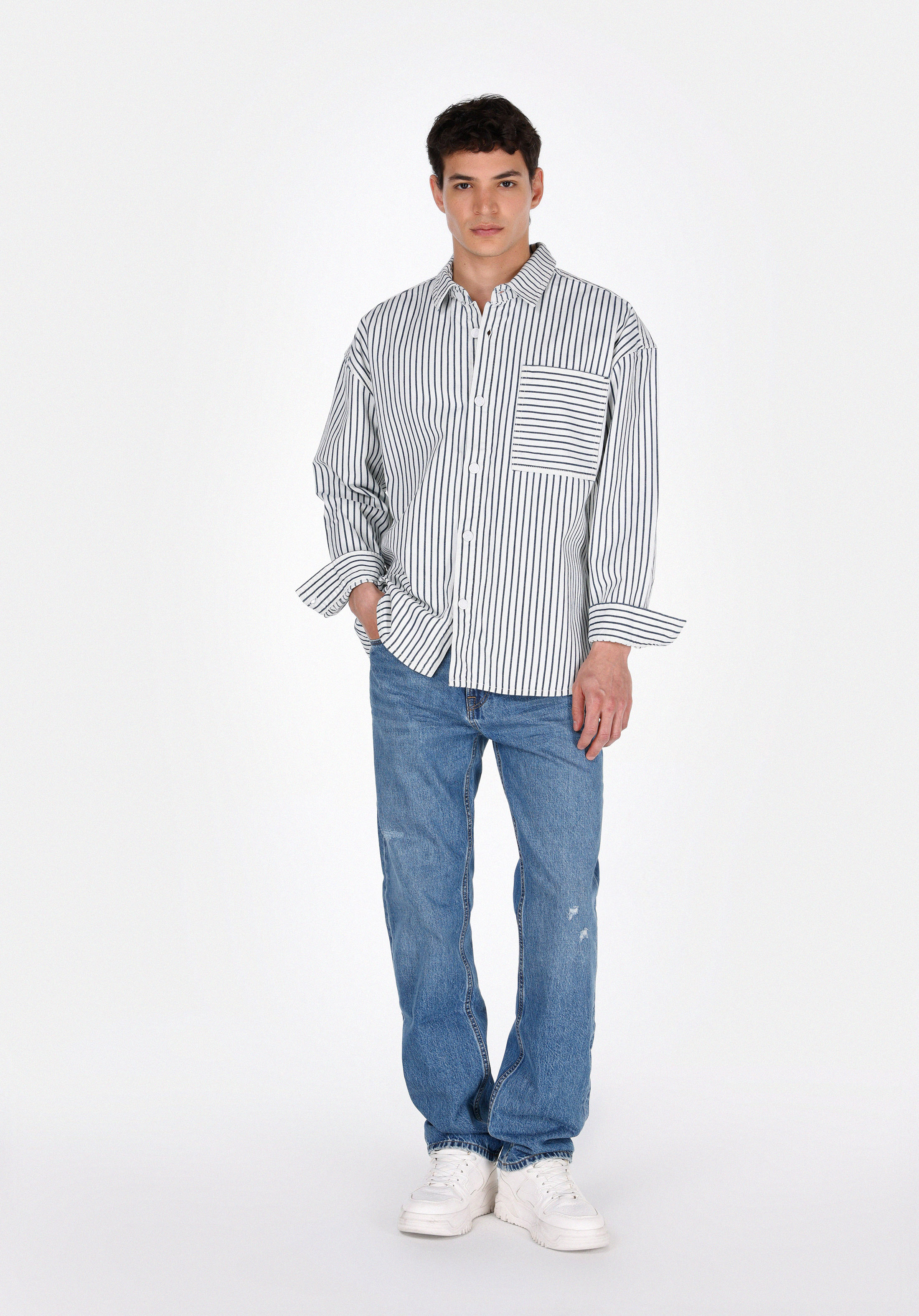 Afișați detalii pentru Camasa Cu Maneca Lunga De Barbati Denim Oversize Fit  Cl1075128