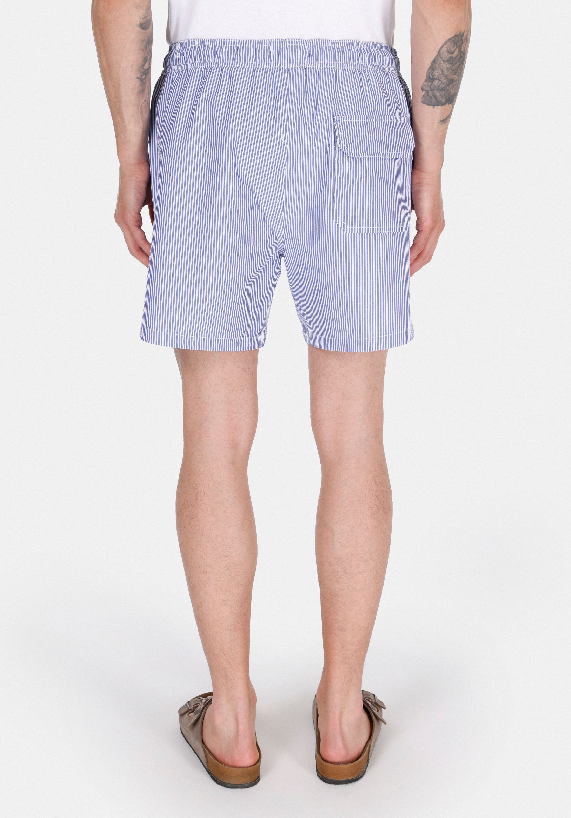 Afișați detalii pentru Pantaloni Scurți De Baie Slim Fit Cu Dungi Pentru Bărbați Bleumarin