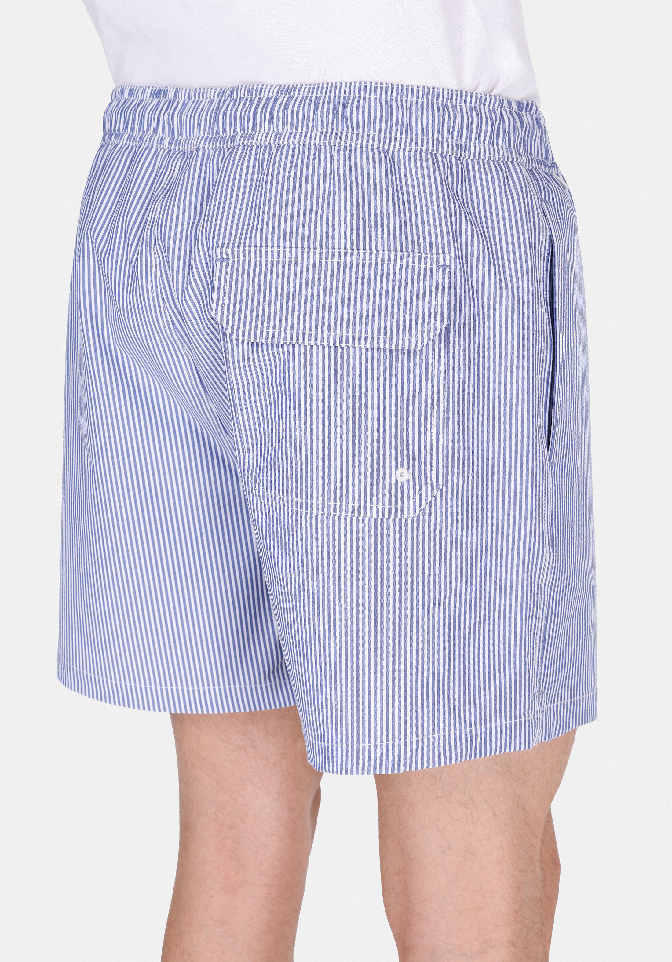 Afișați detalii pentru Pantaloni Scurți De Baie Slim Fit Cu Dungi Pentru Bărbați Bleumarin