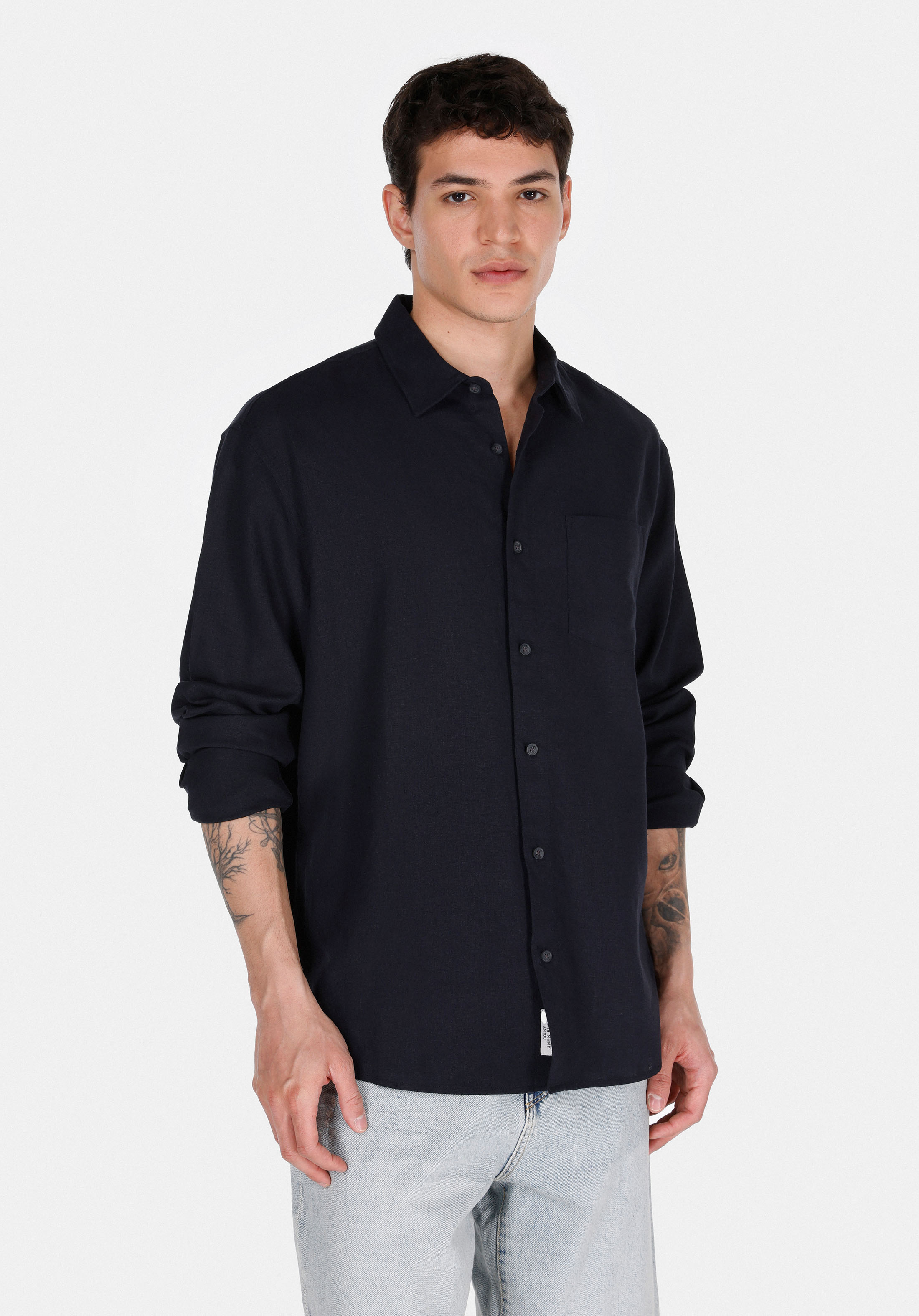 Afișați detalii pentru Camasa Cu Maneca Lunga De Barbati Albastru Marin Relaxed Fit  Cl1074490