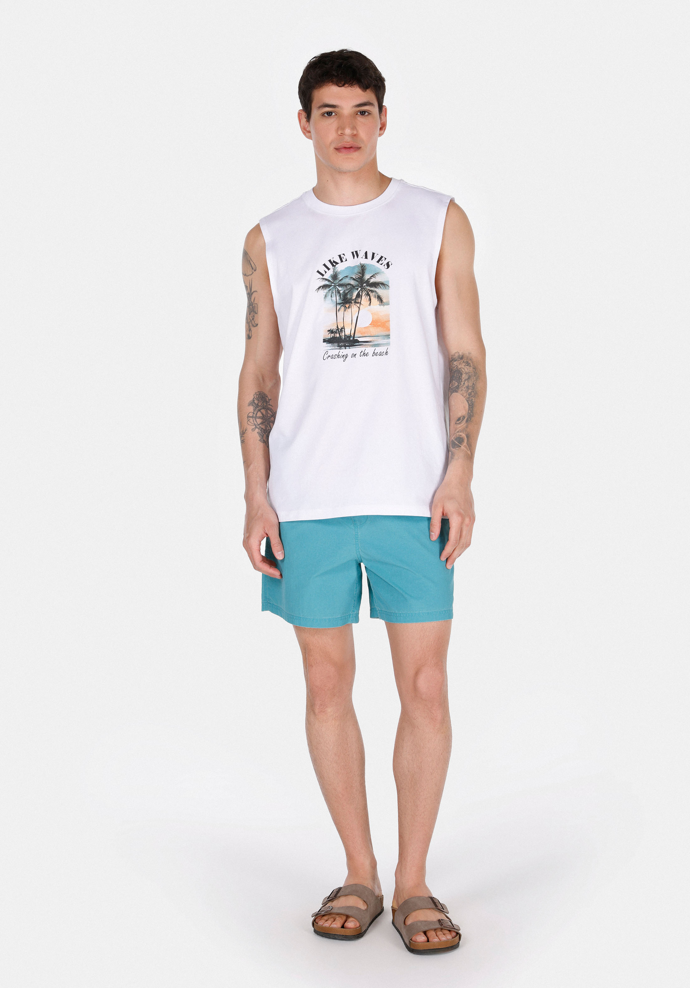 Afișați detalii pentru Short De Plaja De Barbati Albastru Slim Fit  Cl1074688