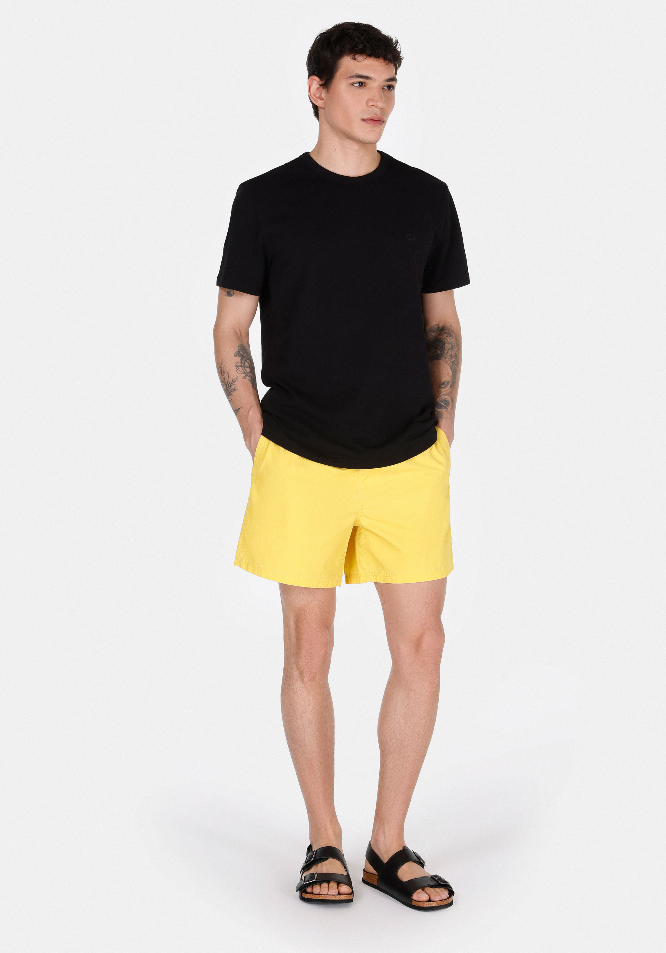 Afișați detalii pentru Short De Plaja De Barbati Galben Slim Fit  Cl1074688