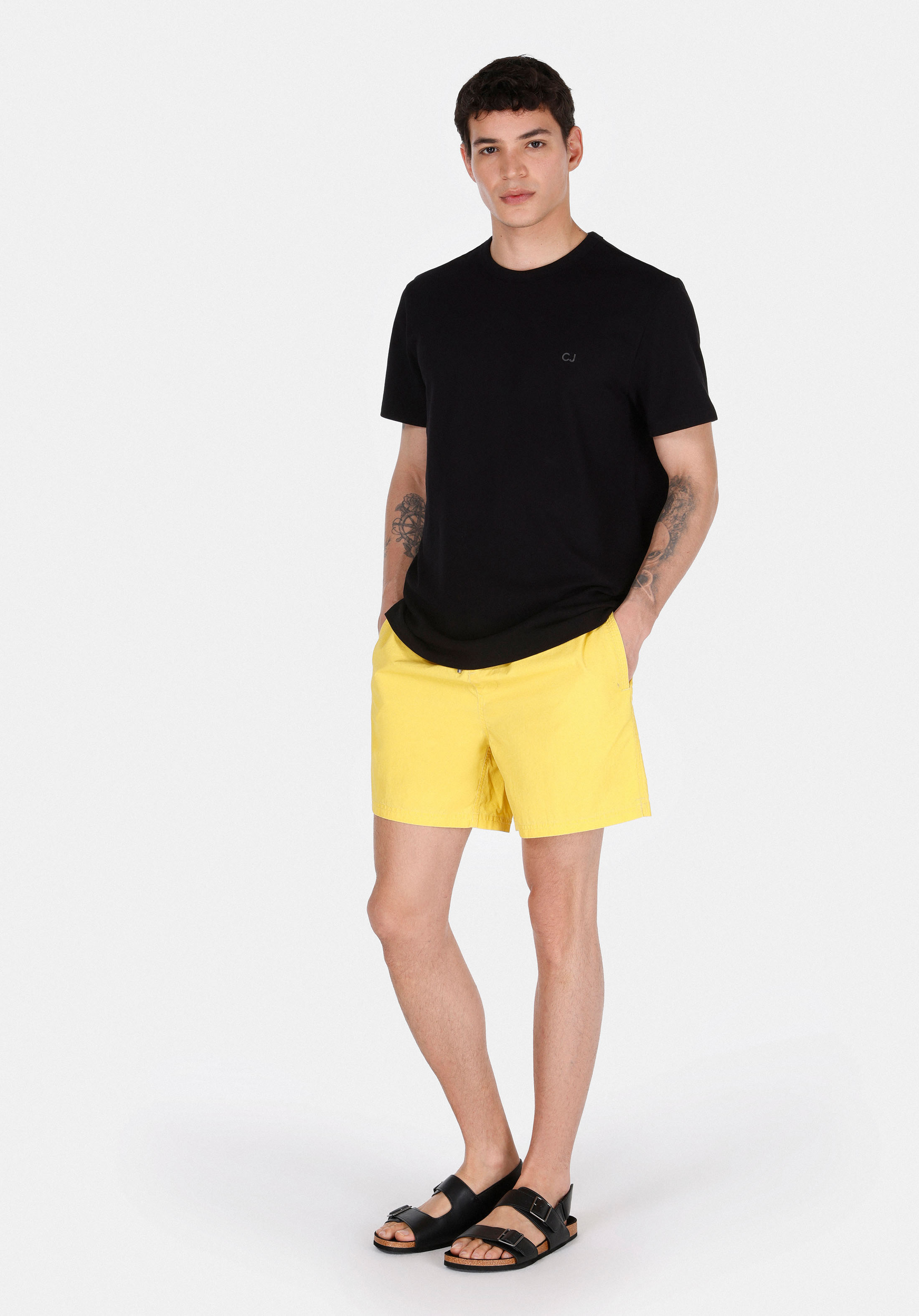 Afișați detalii pentru Short De Plaja De Barbati Galben Slim Fit  Cl1074688