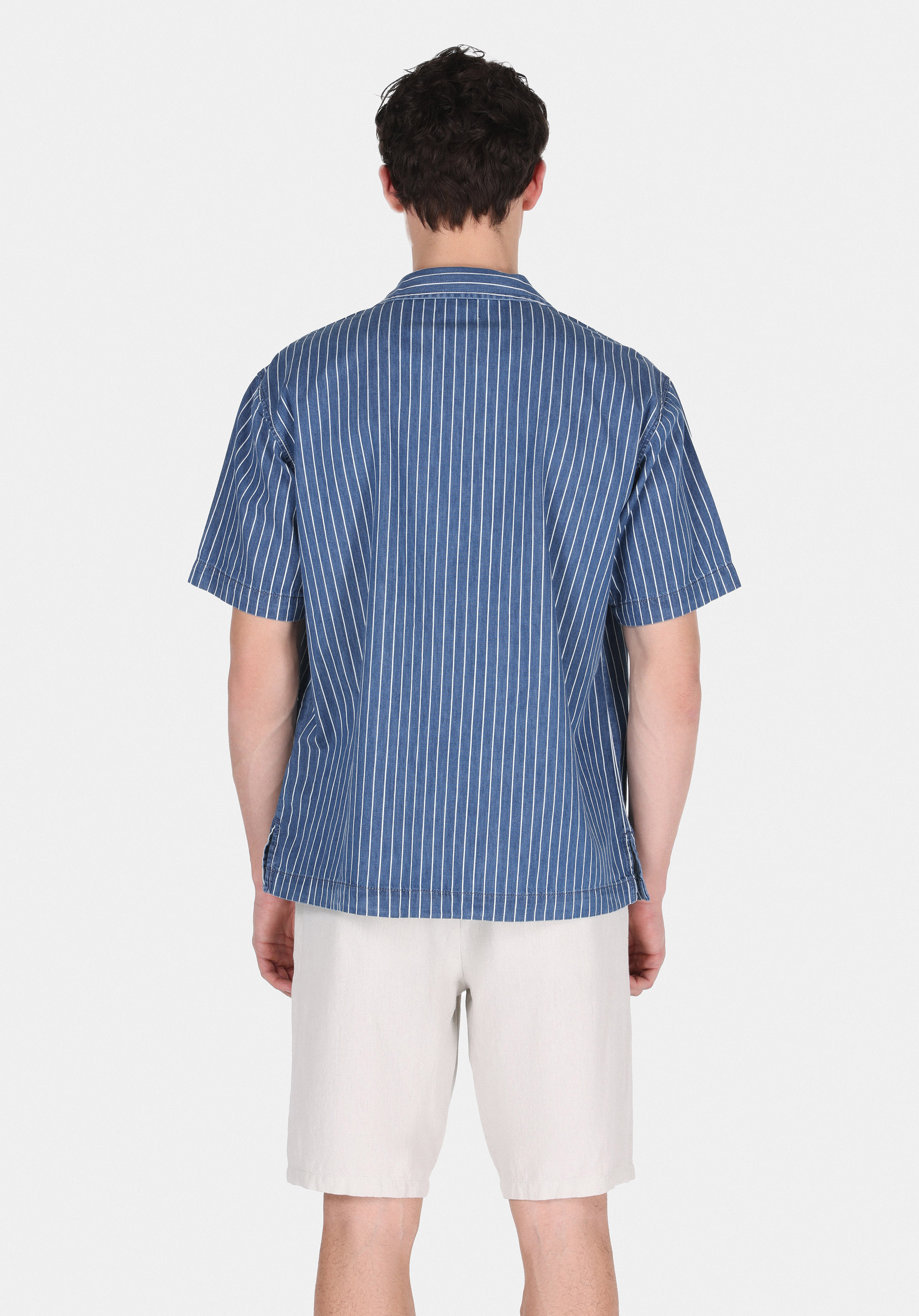 Afișați detalii pentru Camasa Cu Maneca Scurta De Barbati Albastru Oversize Fit  Cl1075129