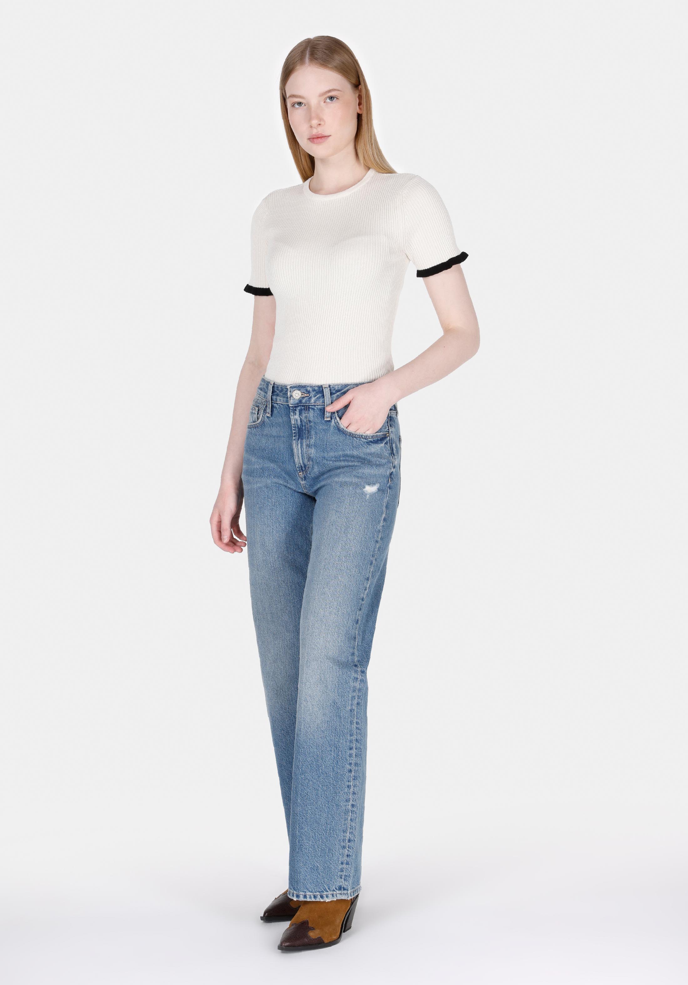 Afișați detalii pentru Pantaloni De Dama Denim Straight Fit  Cl1072460