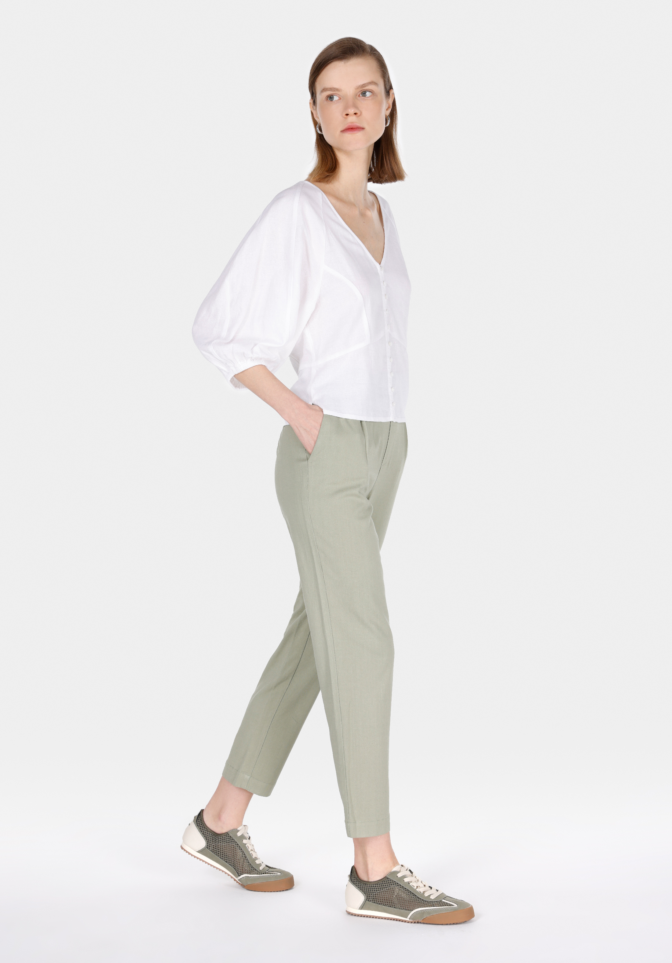 Afișați detalii pentru Pantaloni De Dama Verde Regular Fit  Cl1068239
