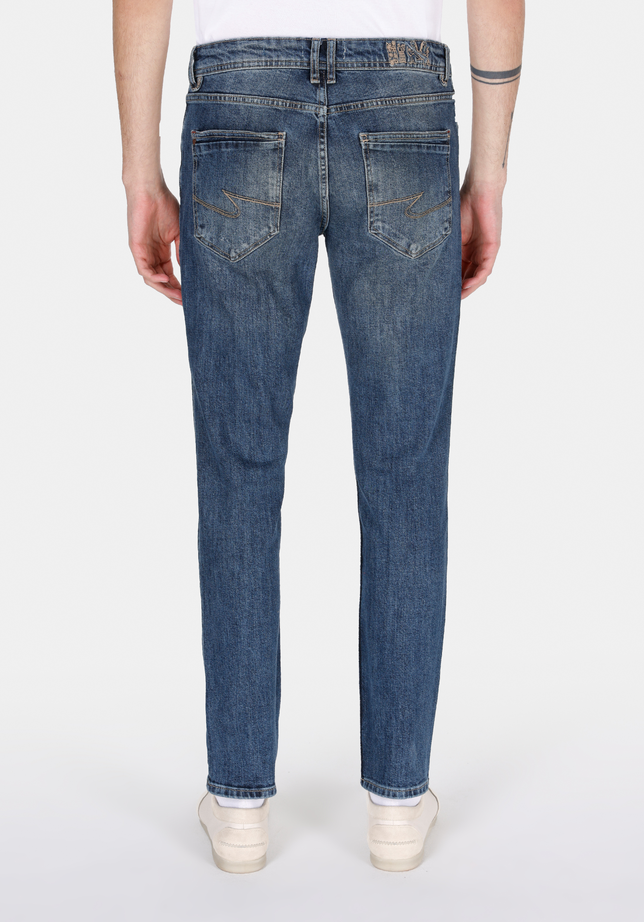 Afișați detalii pentru Pantaloni De Barbati Albastru Straight Fit 044 Karl Cl1072206