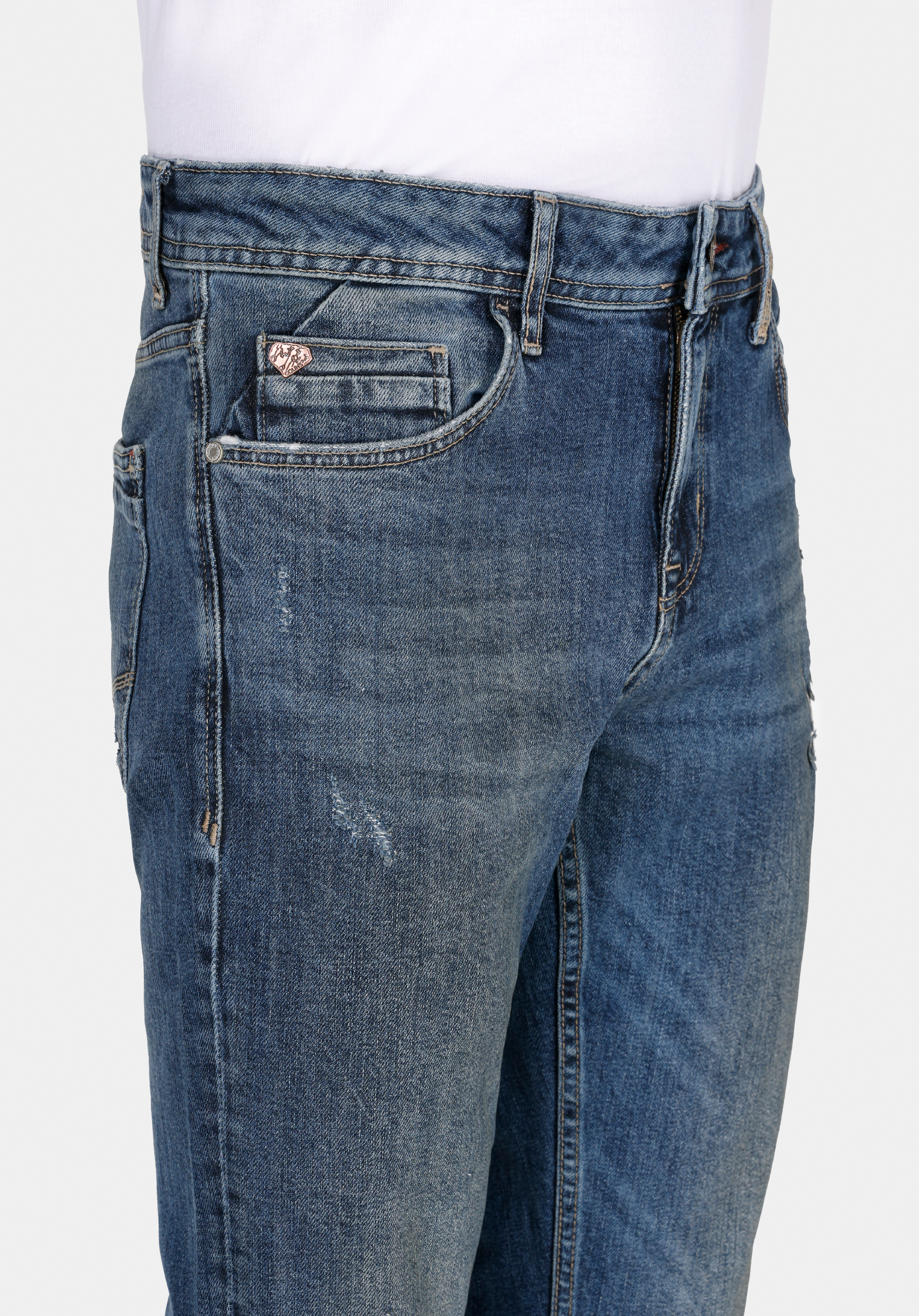 Afișați detalii pentru Pantaloni De Barbati Albastru Straight Fit 044 Karl Cl1072206