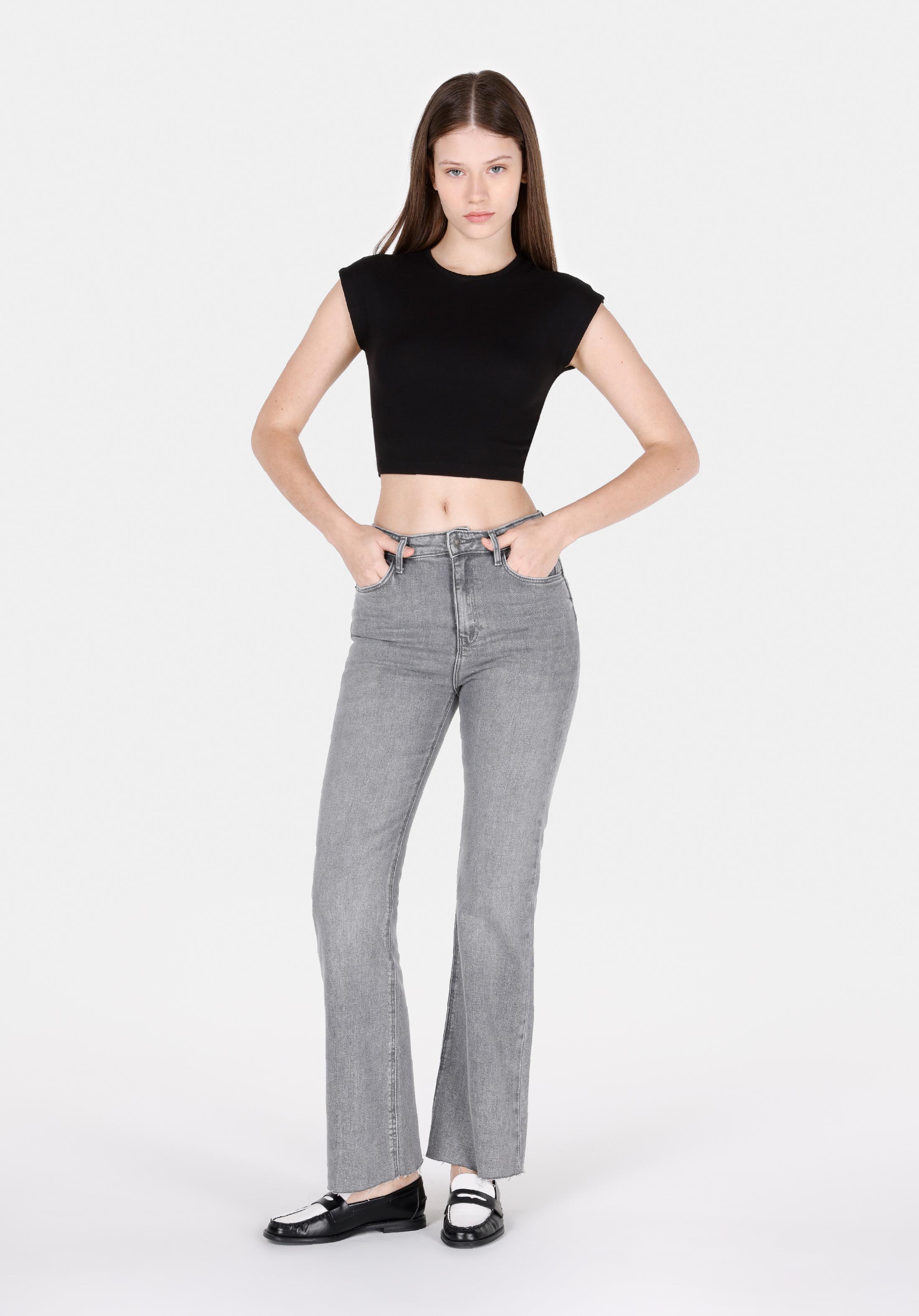 Afișați detalii pentru Pantaloni De Dama Antracit Regular Fit 791 Monica Cl1072255