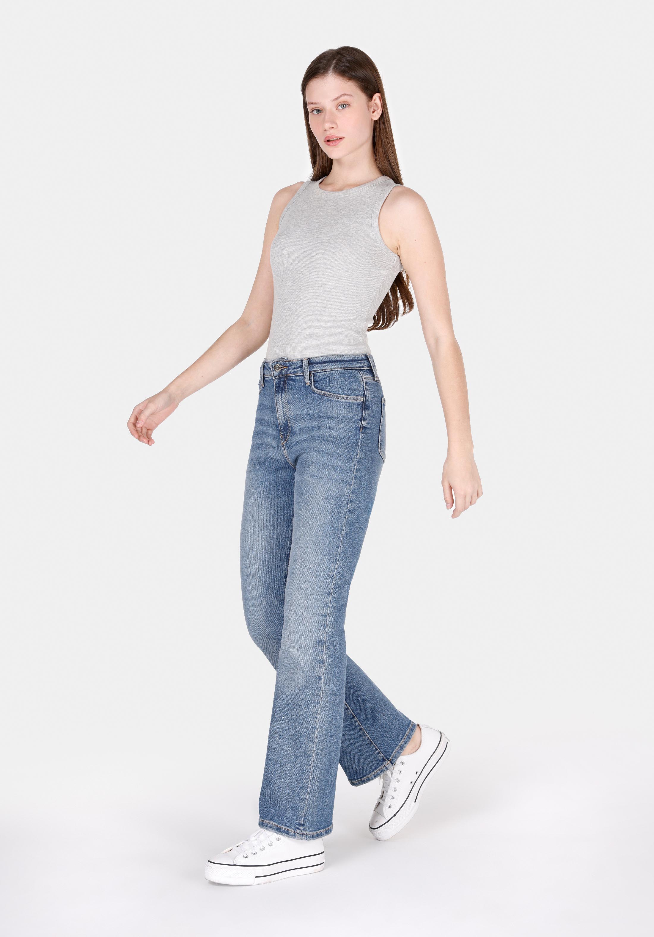 Afișați detalii pentru Pantaloni De Dama Albastru Deschis Regular Fit 791 Monica Cl1072456