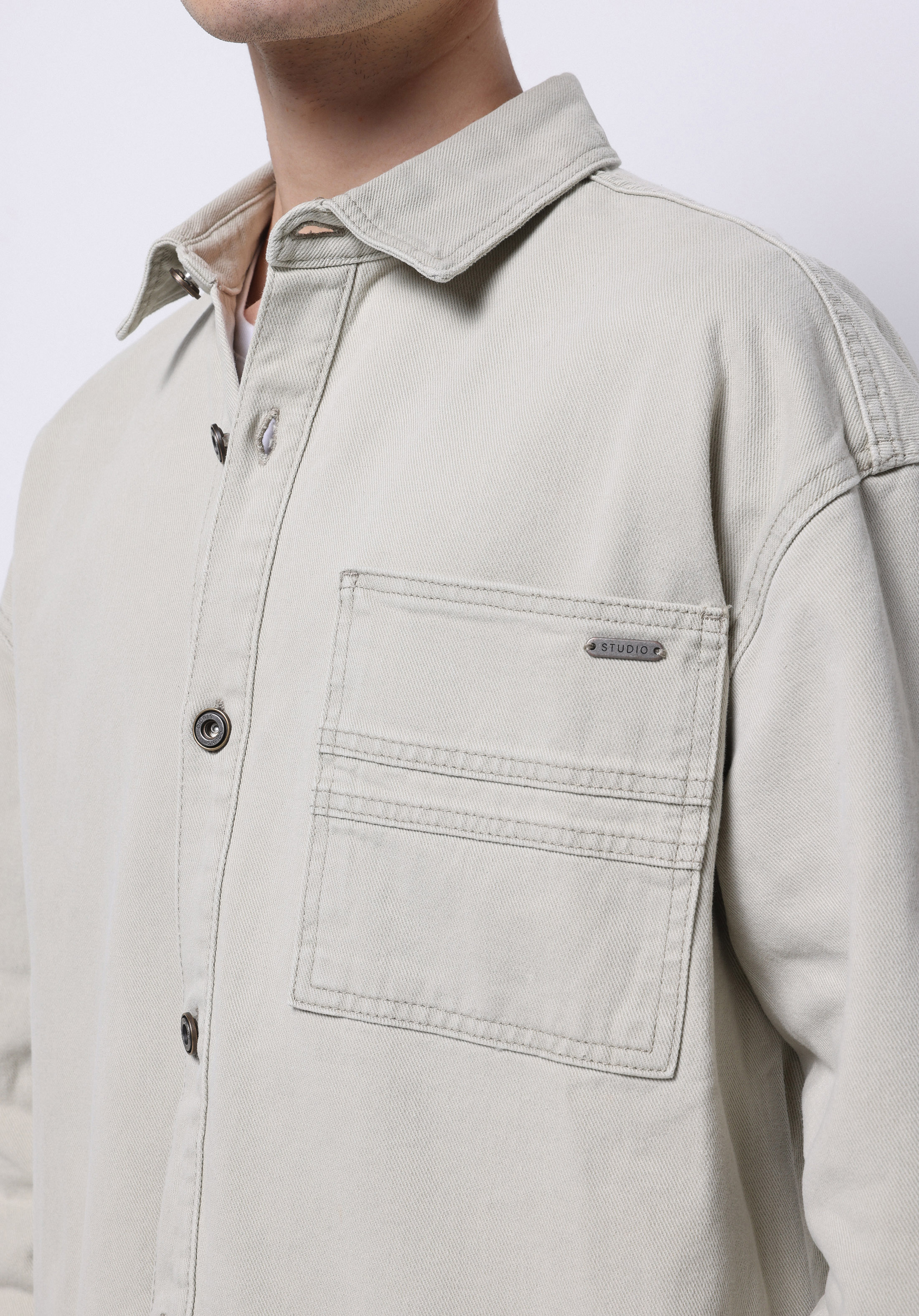 Afișați detalii pentru Camasa Cu Maneca Lunga De Barbati Bej Oversize Fit  Cl1074015