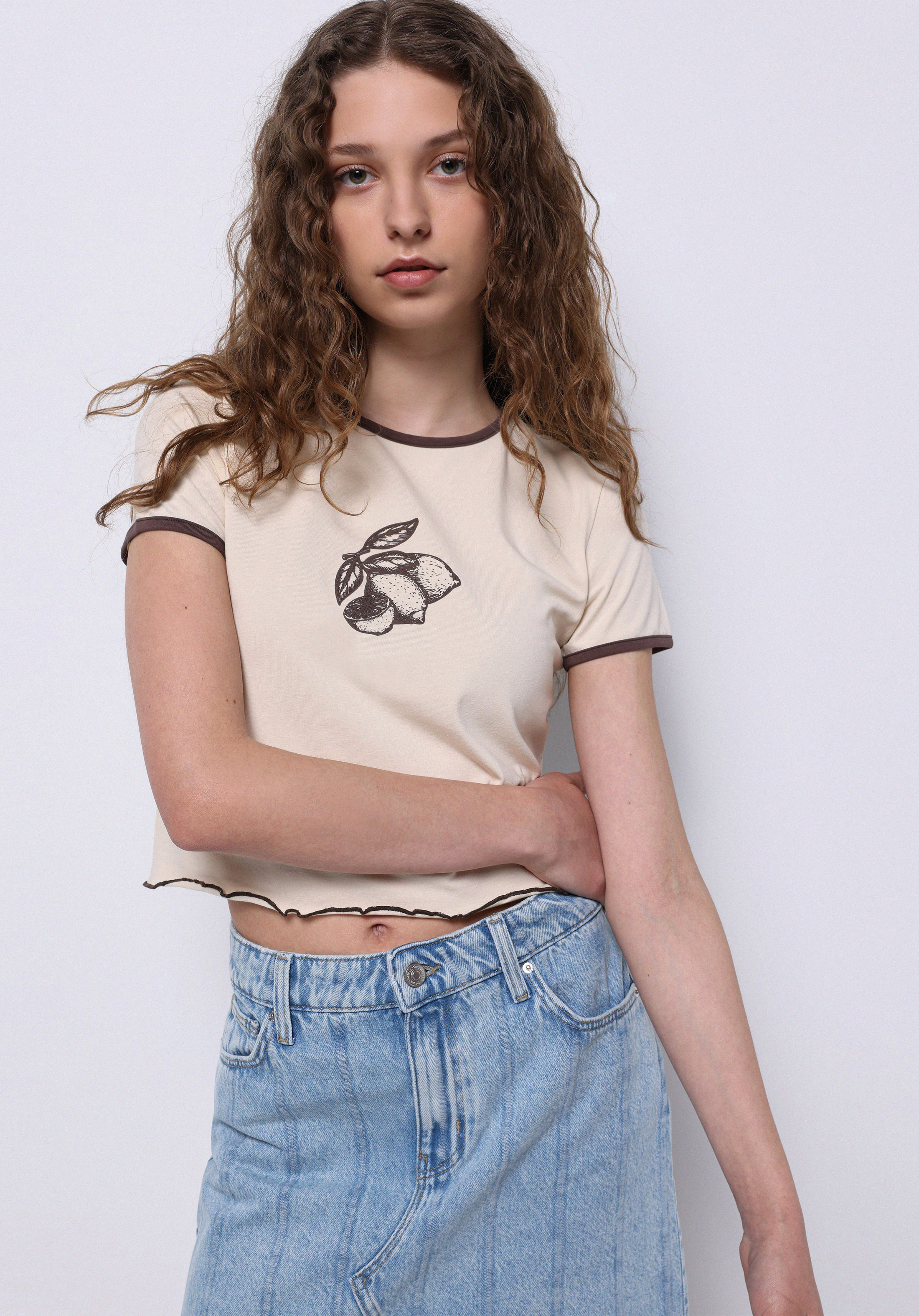 Afișați detalii pentru Tricou Cu Maneca Scurta De Dama Bej Slim Fit  Cl1073159