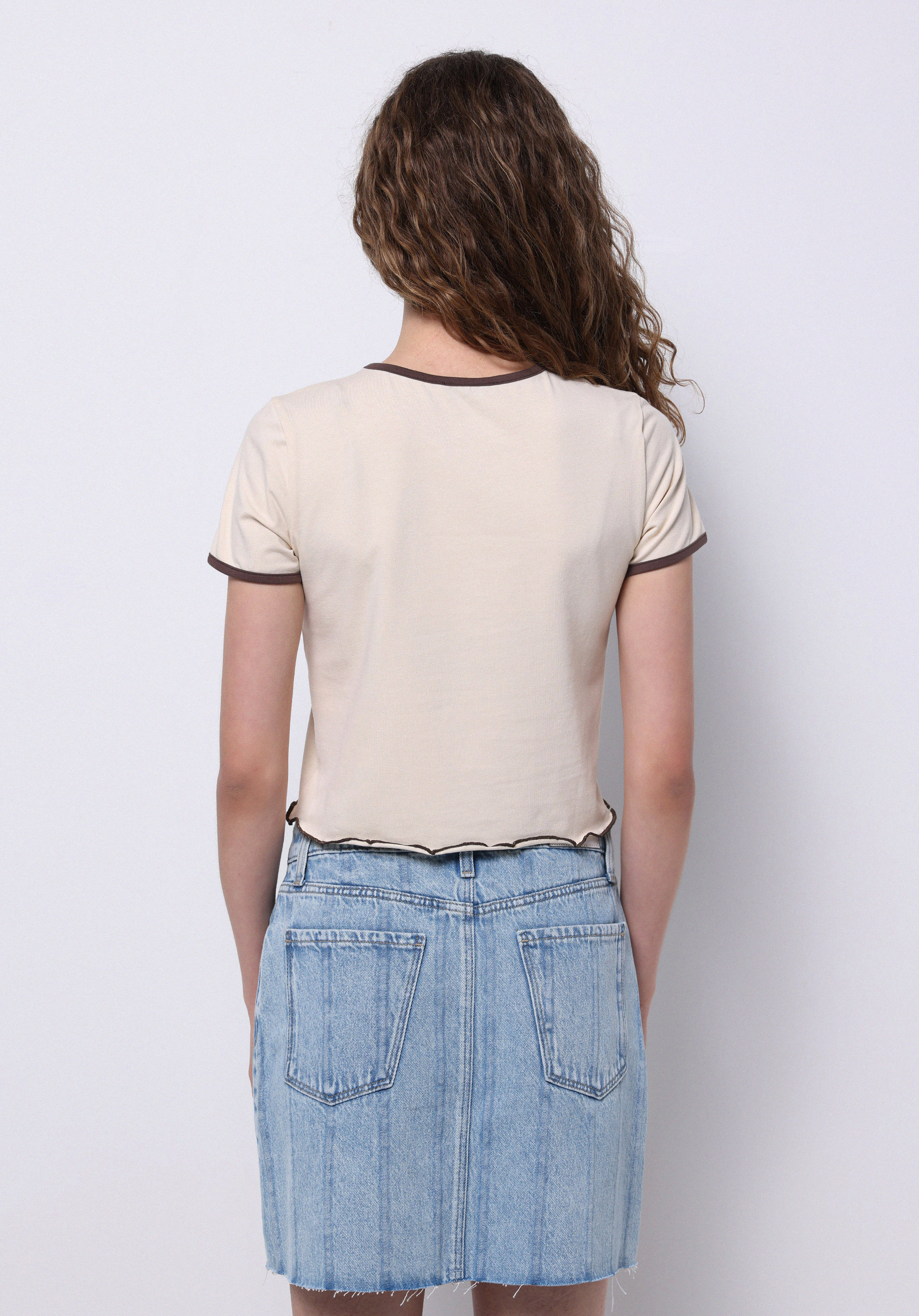 Afișați detalii pentru Tricou Cu Maneca Scurta De Dama Bej Slim Fit  Cl1073159