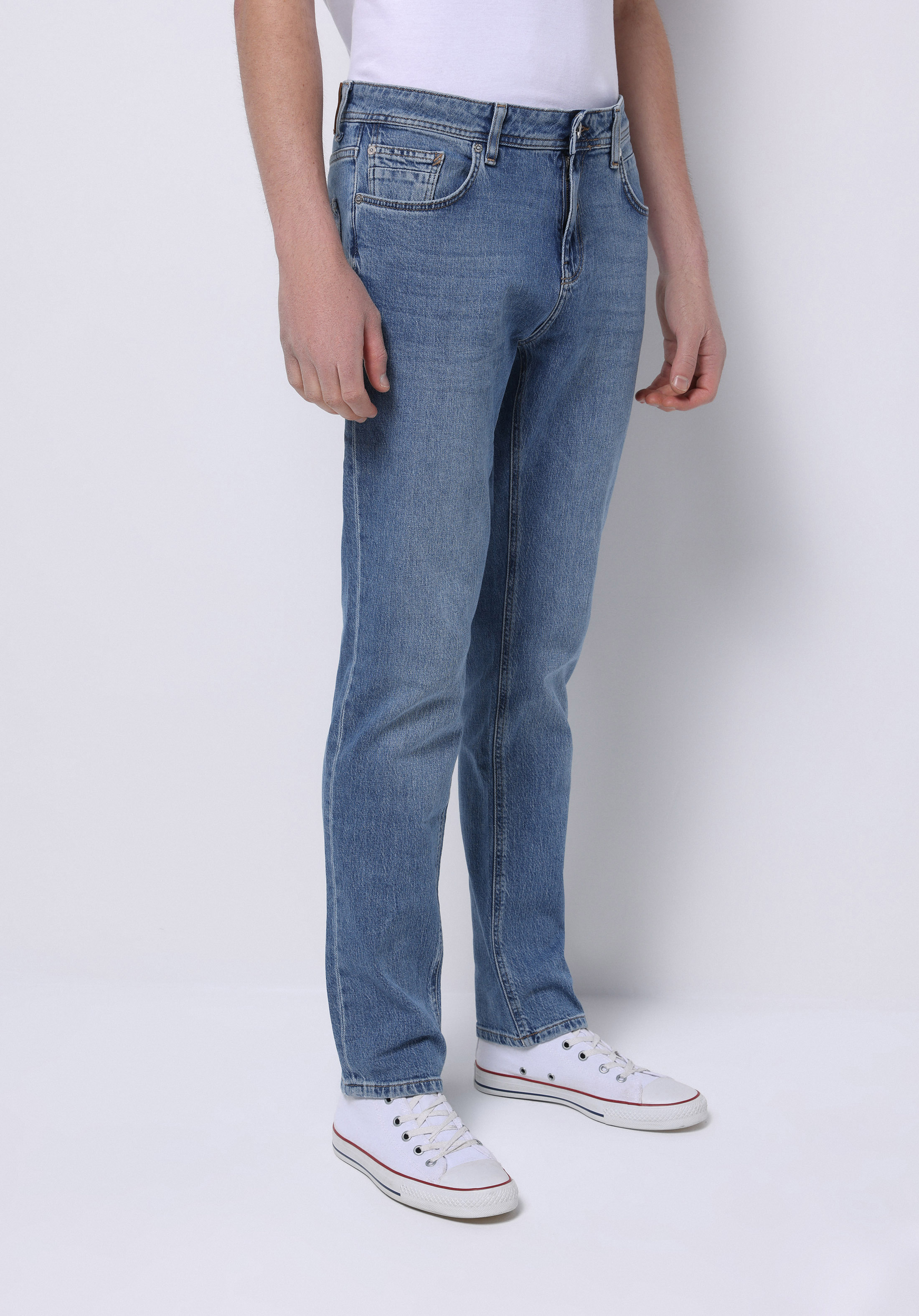 Afișați detalii pentru Pantaloni De Barbati Albastru Straight Fit 044 Karl Cl1075170