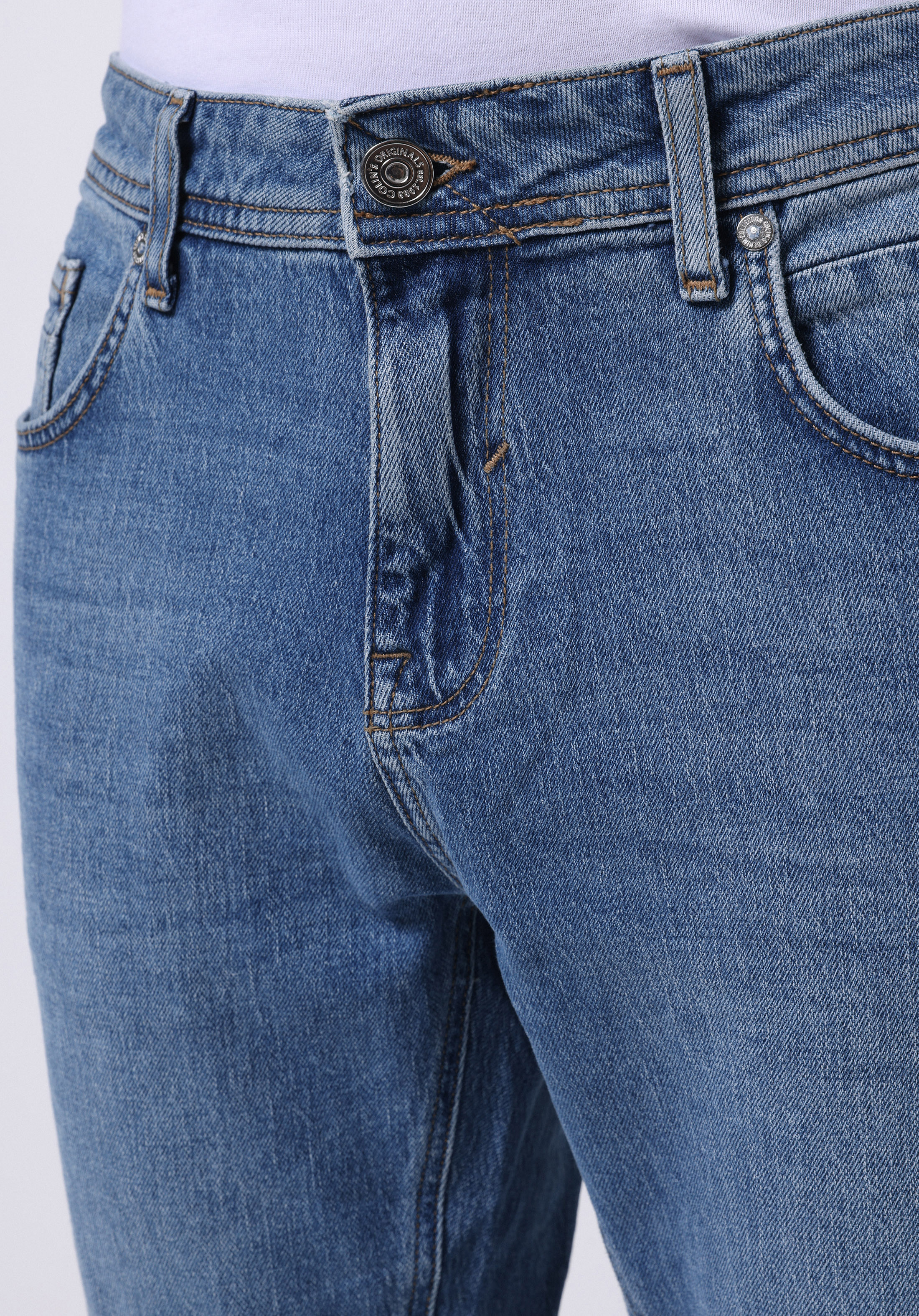 Afișați detalii pentru Pantaloni De Barbati Albastru Straight Fit 044 Karl Cl1075170