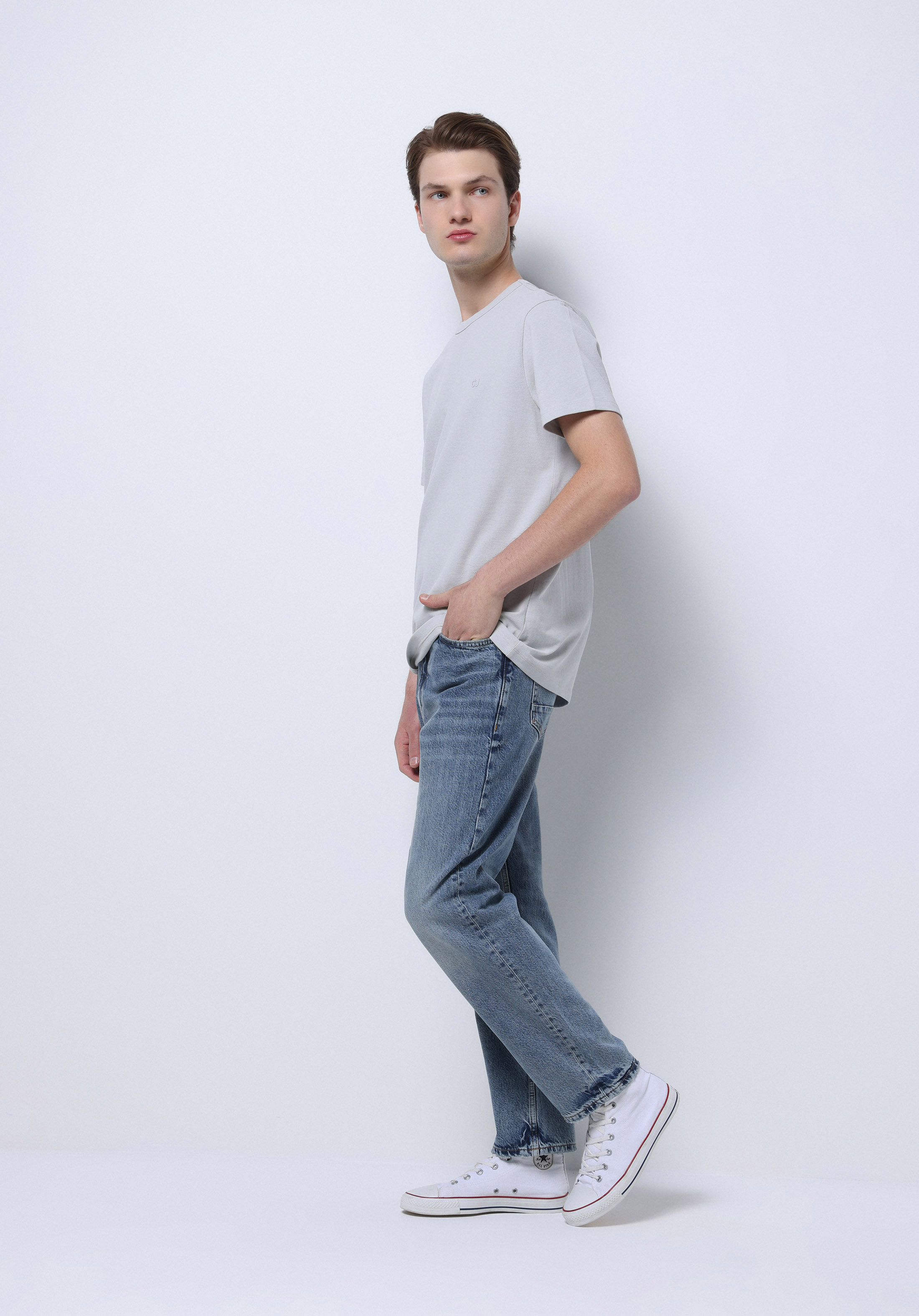 Afișați detalii pentru Pantaloni De Barbati Albastru Loose Tapered Fit  Cl1075783