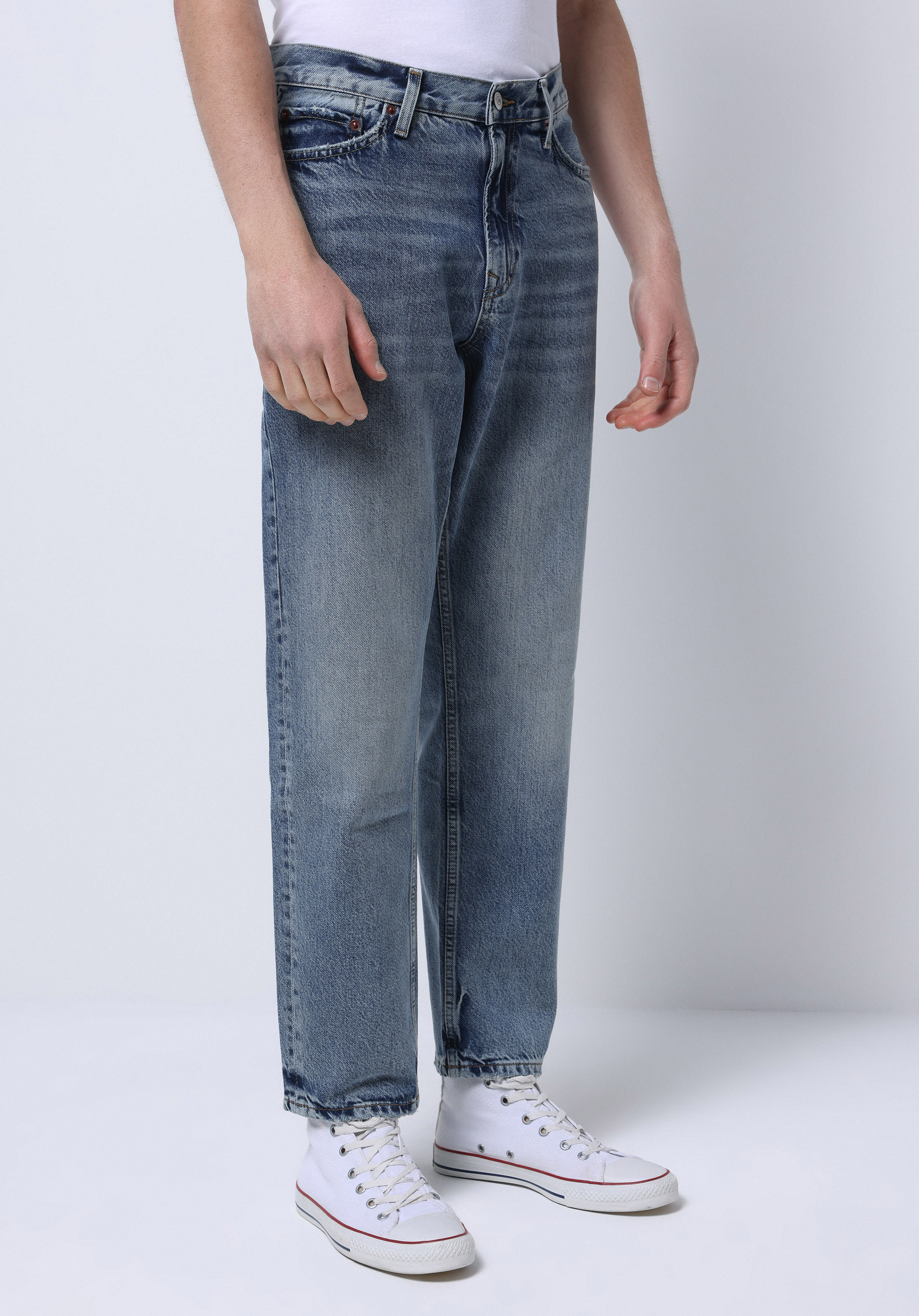Afișați detalii pentru Pantaloni De Barbati Albastru Loose Tapered Fit  Cl1075783