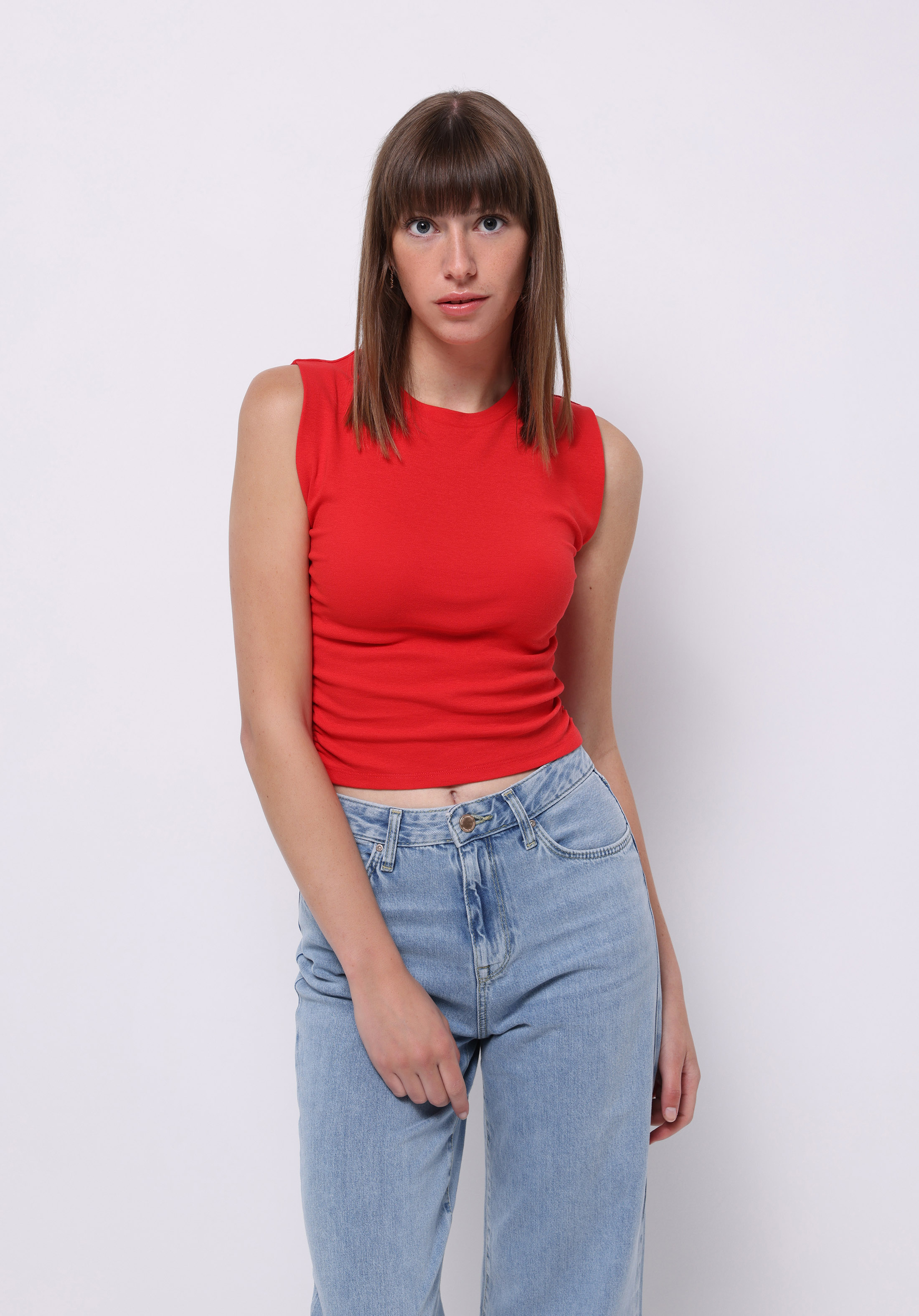 Afișați detalii pentru Bluza Cu Maneca Scurta De Dama Roşu Slim Fit  Cl1074537