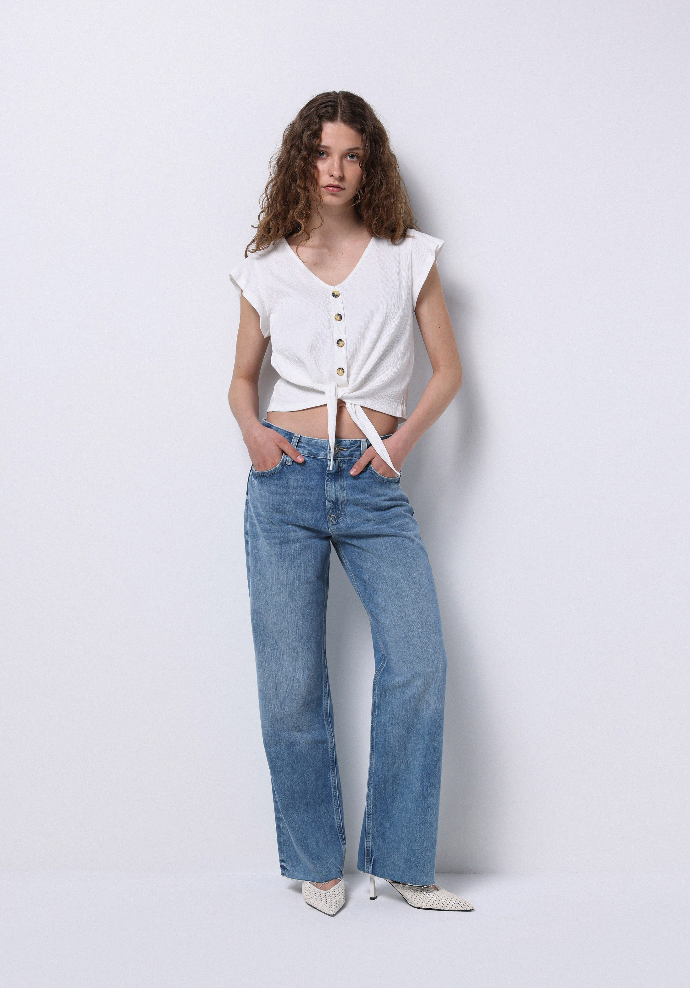 Afișați detalii pentru Pantaloni De Dama Albastru Straight Fit  Cl1075831