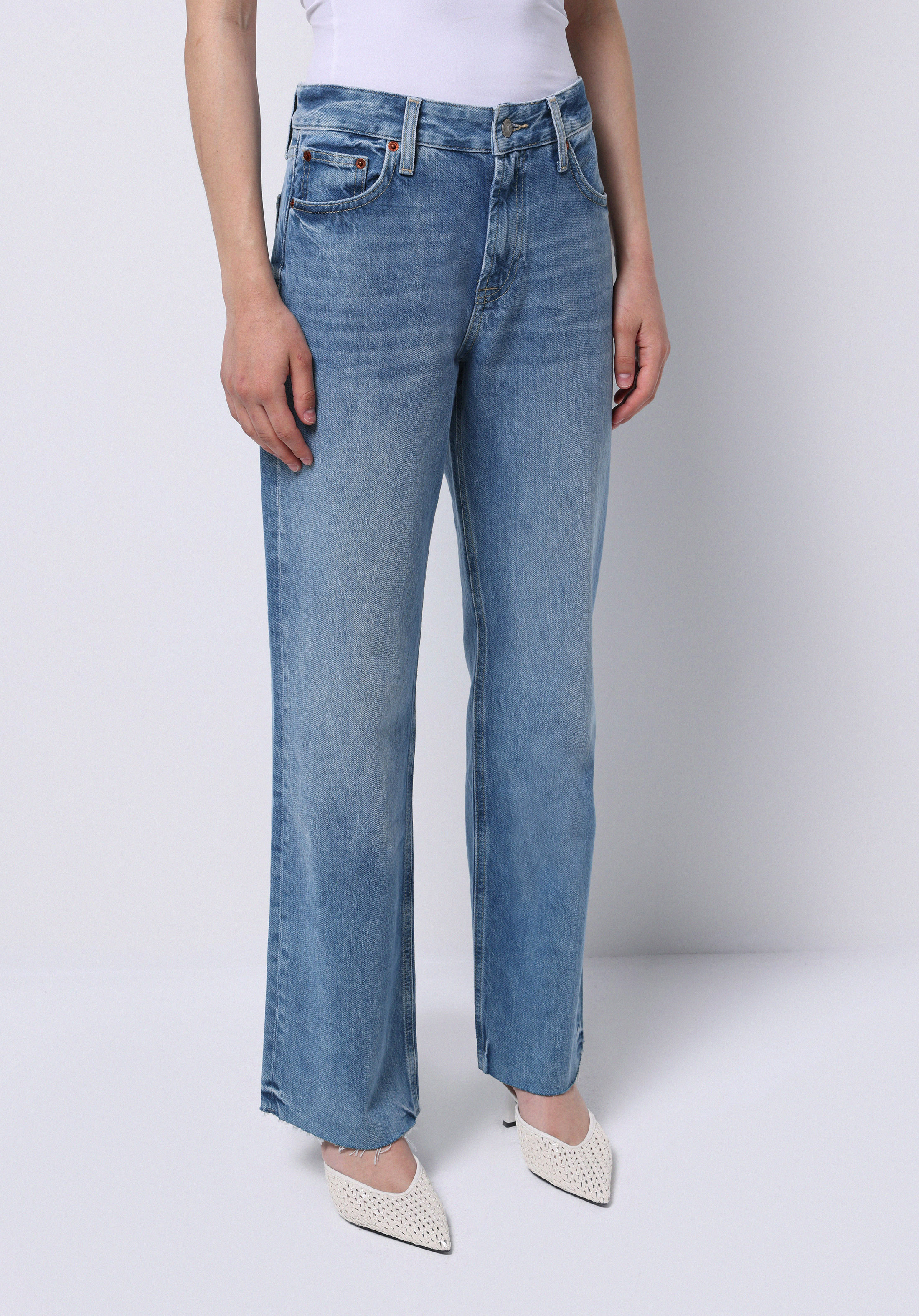 Afișați detalii pentru Pantaloni De Dama Albastru Straight Fit  Cl1075831