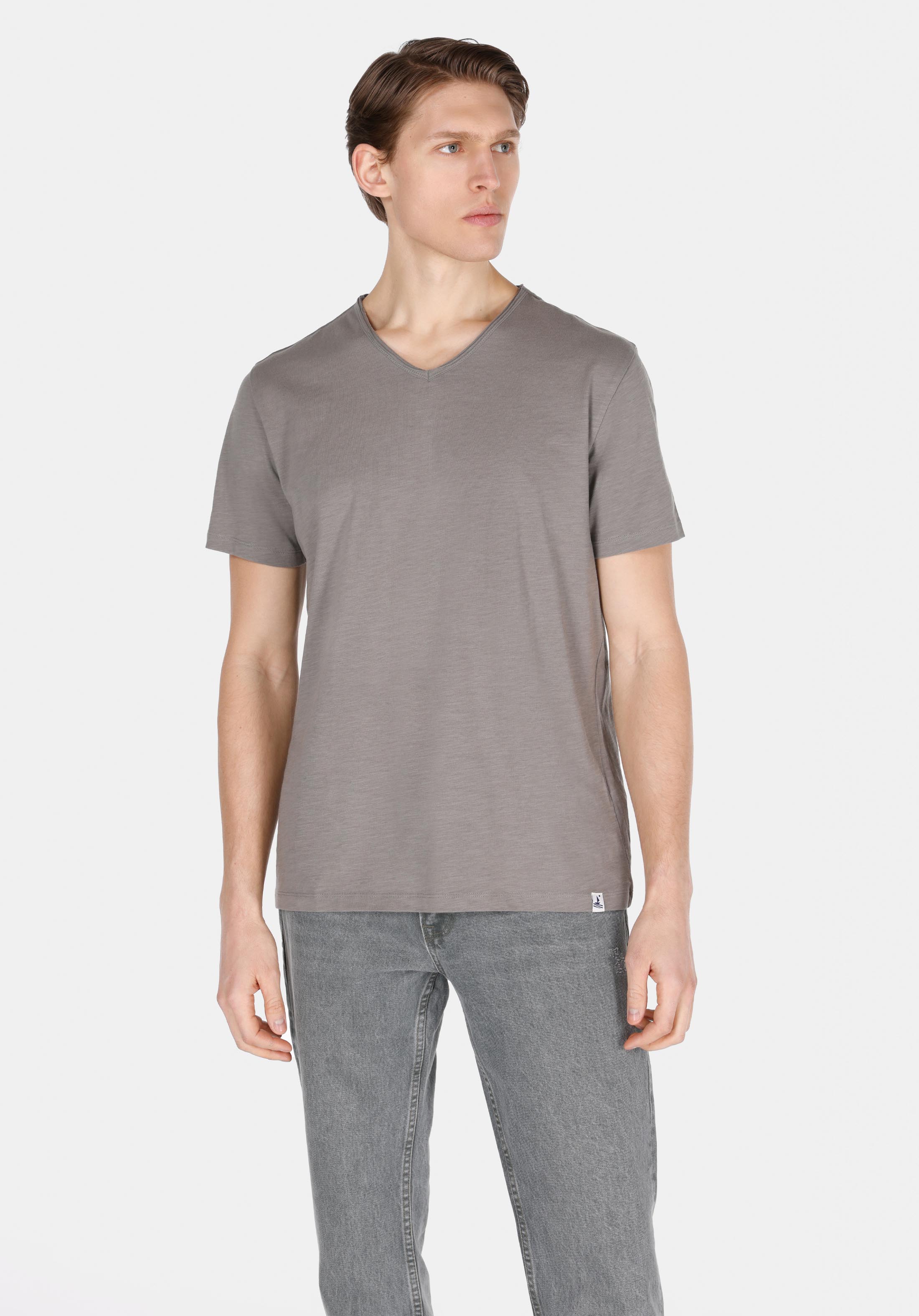 Afișați detalii pentru Regular Fit V-Neck Drept Bărbați Verde Tricou Cu Mânecă Scurtă