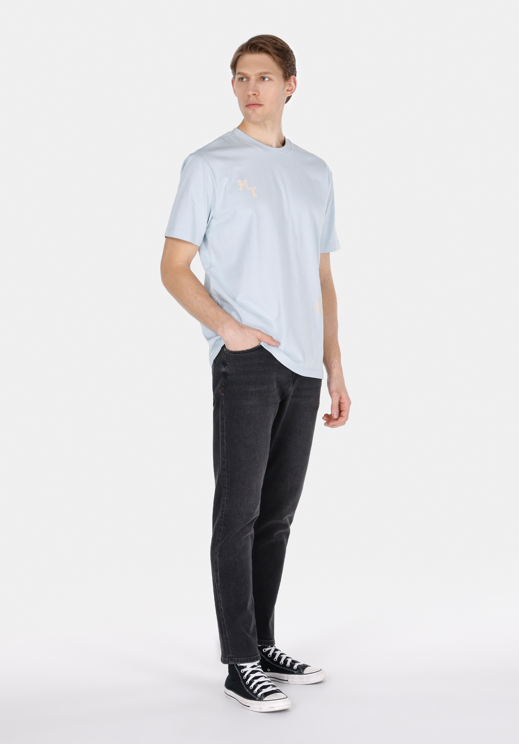 Afișați detalii pentru Tricou Cu Maneca Scurta De Barbati Albastru Comfort Fit  Cl1072811