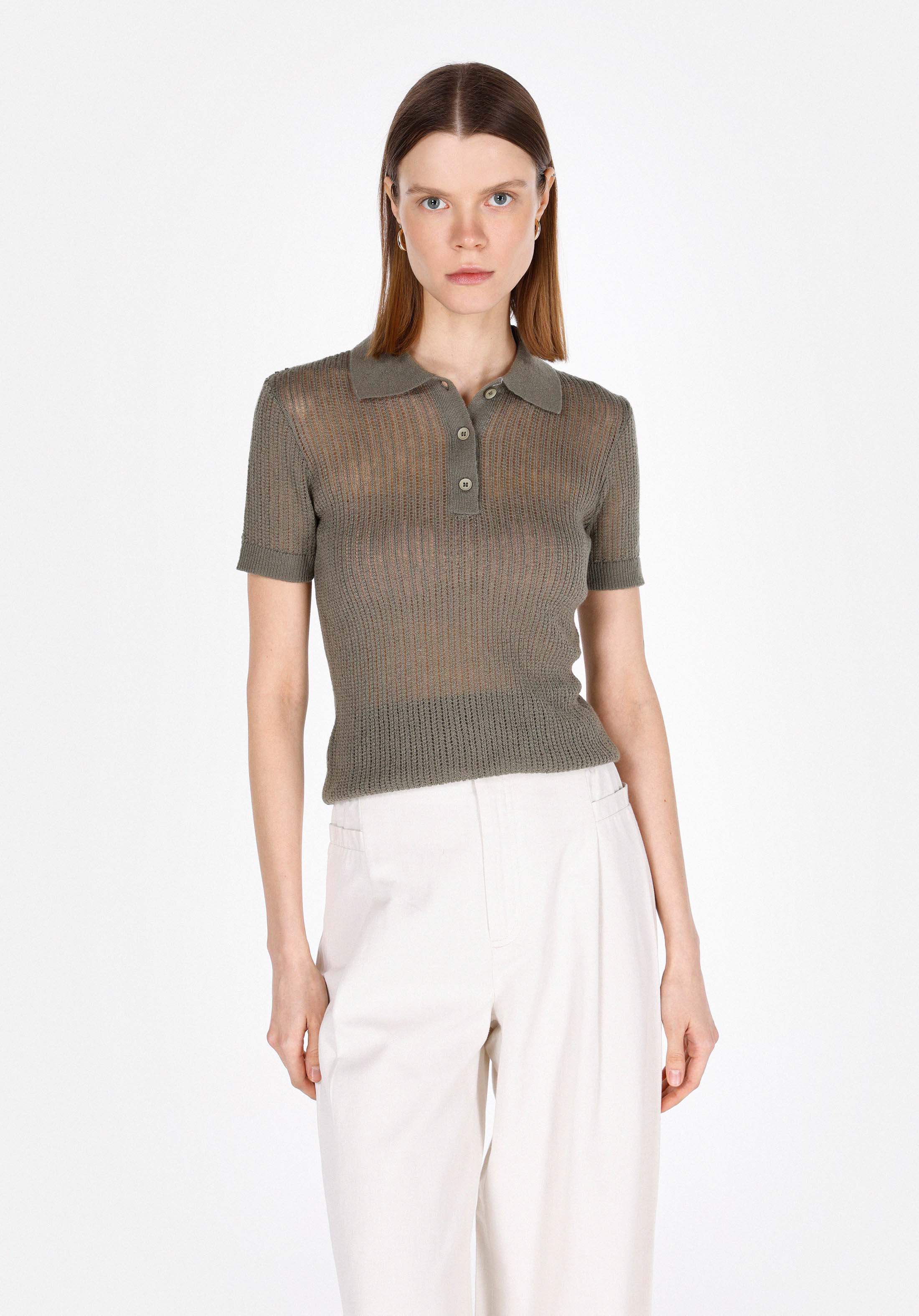 Afișați detalii pentru Pulover Cu Mâneci Scurte De Dama Verde Slim Fit  Cl1073277