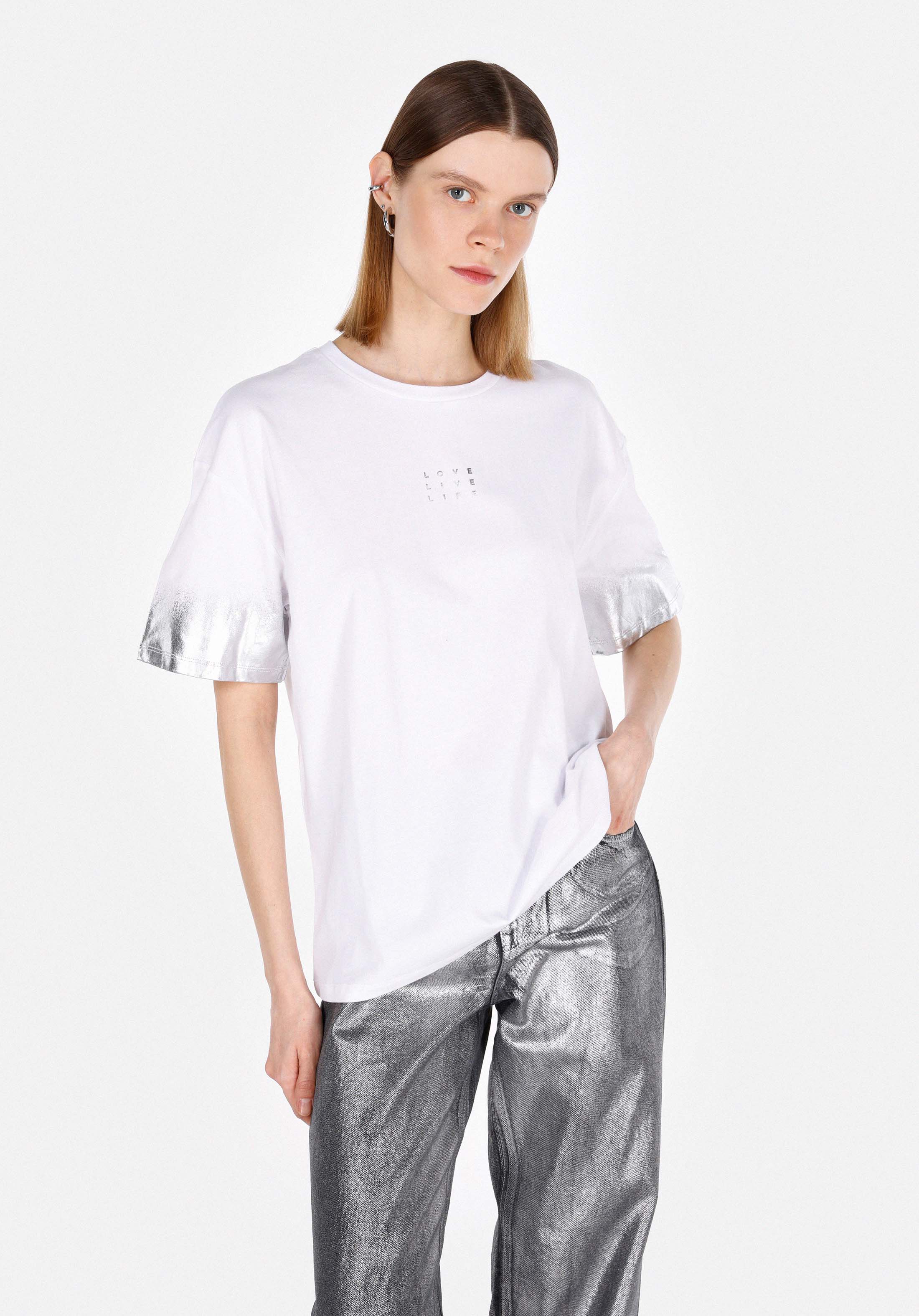 Afișați detalii pentru Tricou Cu Maneca Scurta De Dama Alb Comfort Fit  Cl1073281