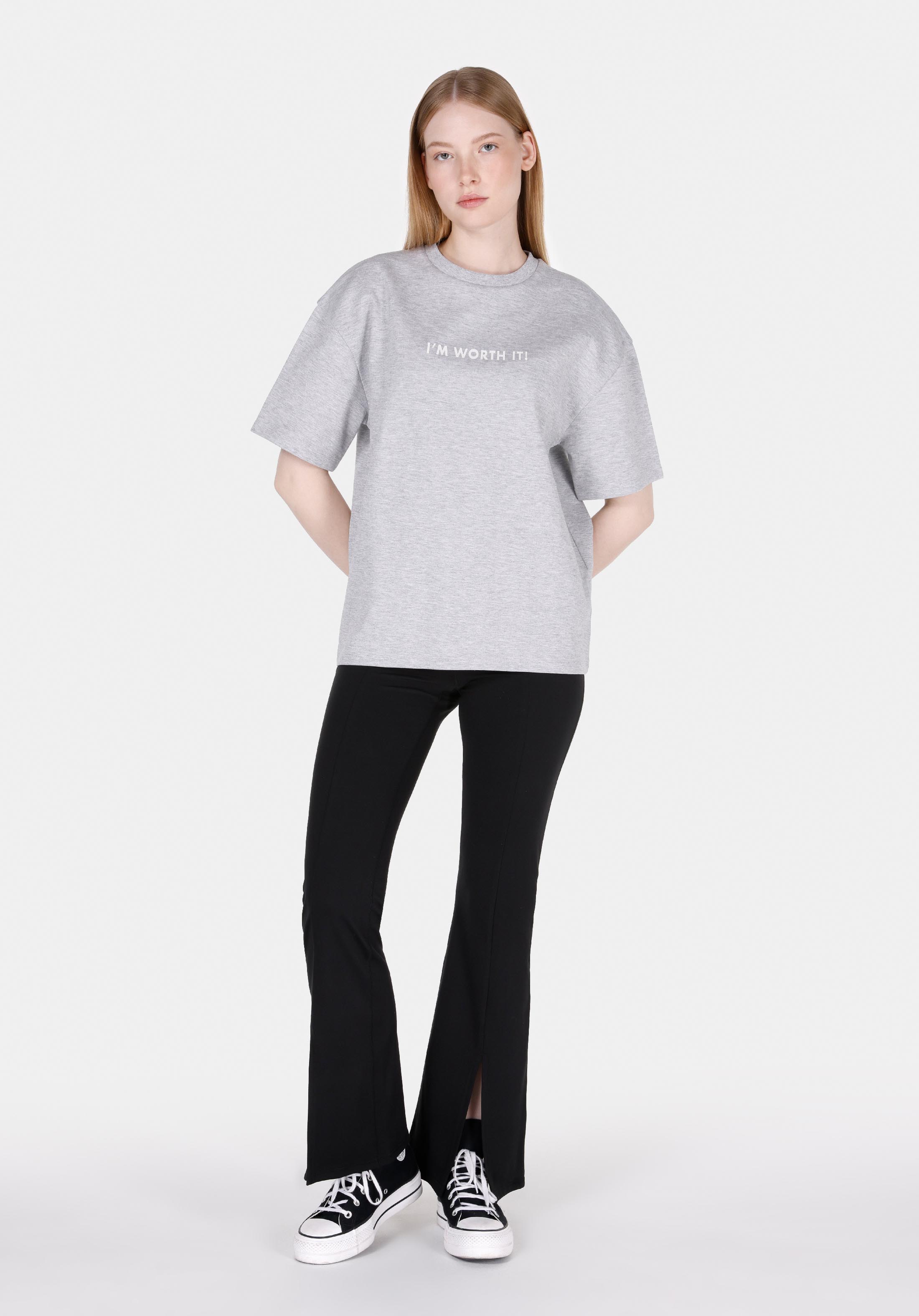 Afișați detalii pentru Tricou Cu Maneca Scurta De Dama Gri Comfort Fit  Cl1073282