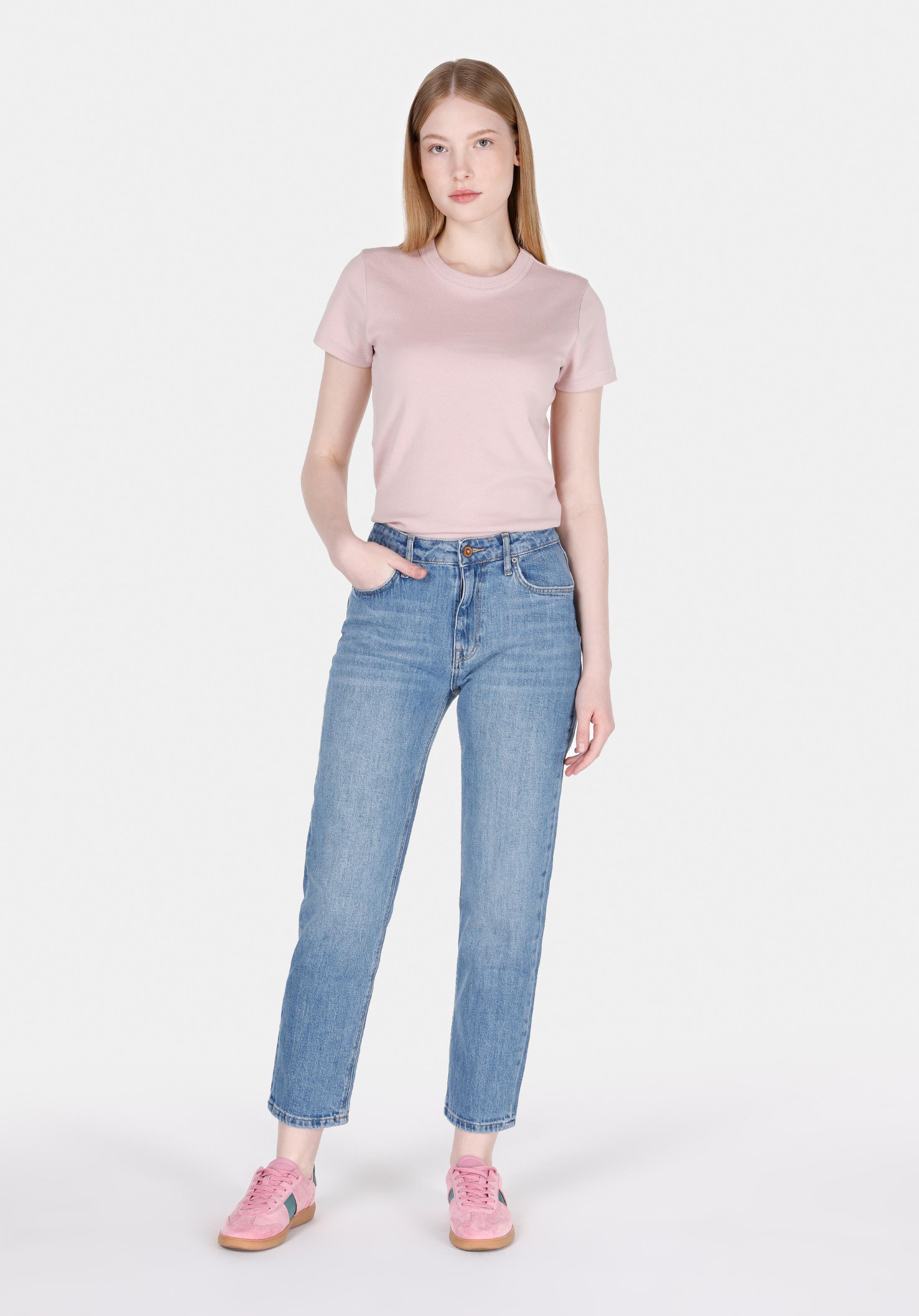 Afișați detalii pentru Slim Fit Mid Waist Slim Leg Blugi İndigo Pentru Femei