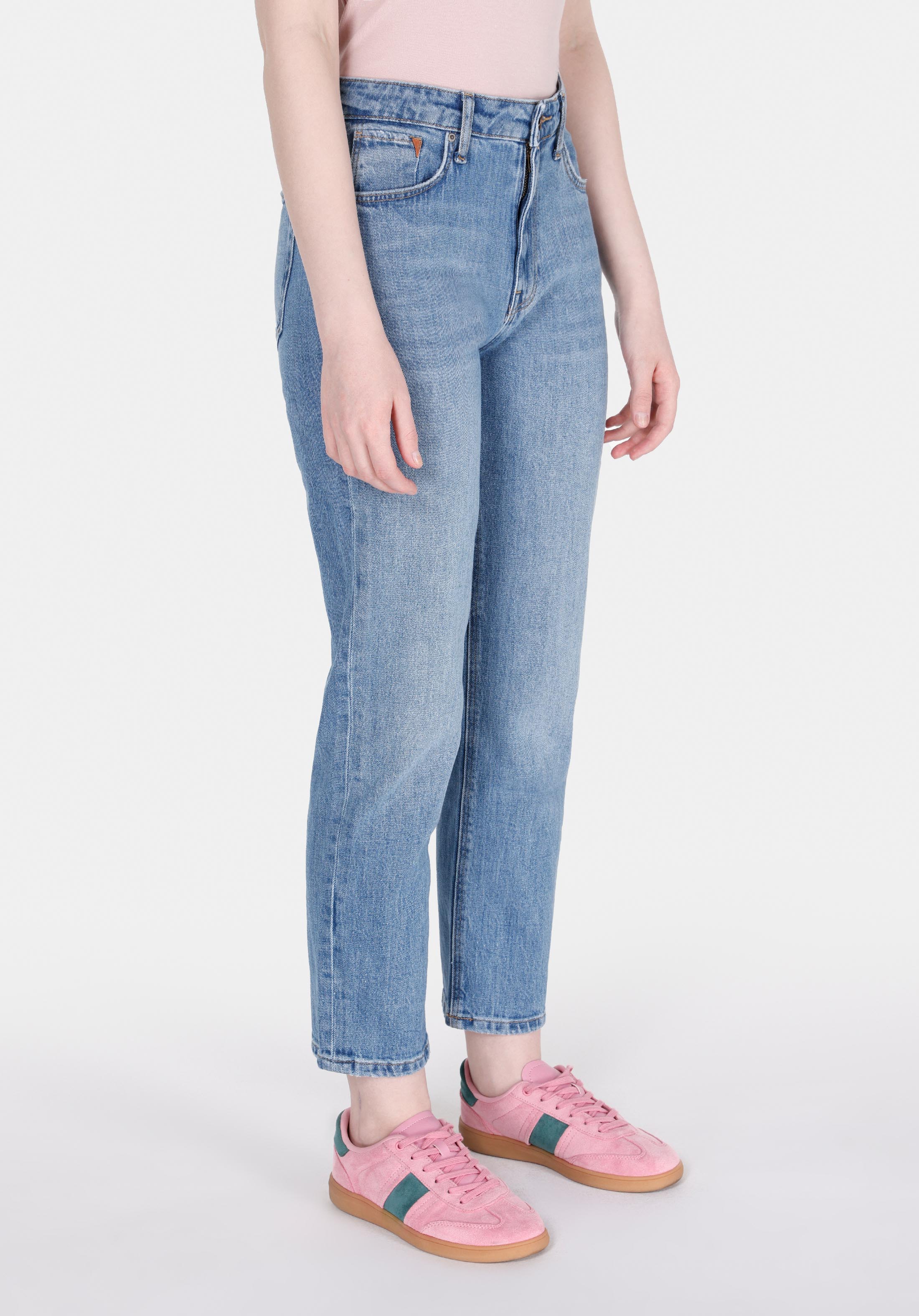 Afișați detalii pentru Slim Fit Mid Waist Slim Leg Blugi İndigo Pentru Femei