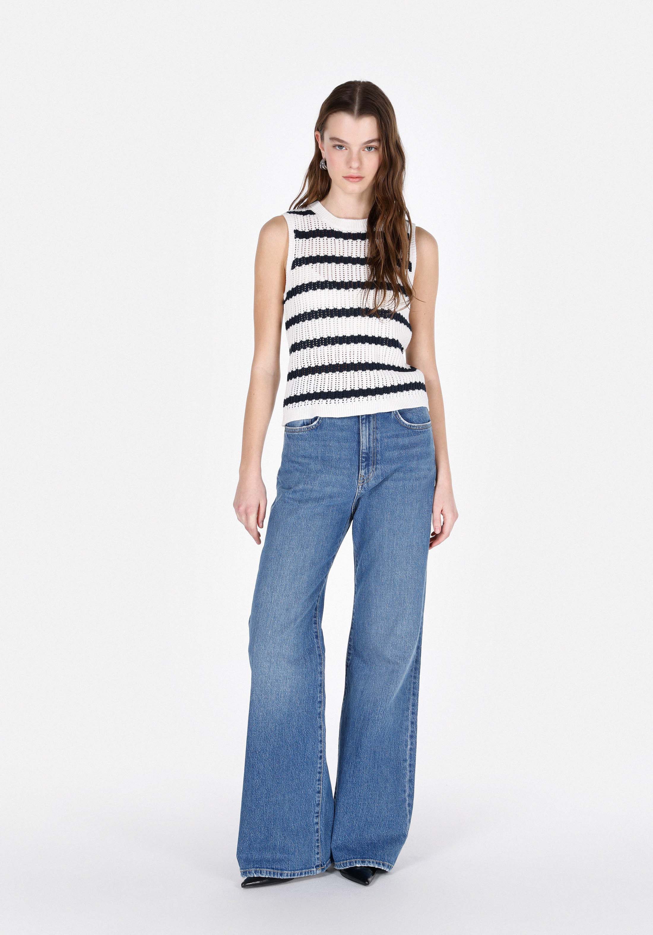 Afișați detalii pentru Pulover Cu Mâneci Scurte De Dama Alb Slim Fit  Cl1072883