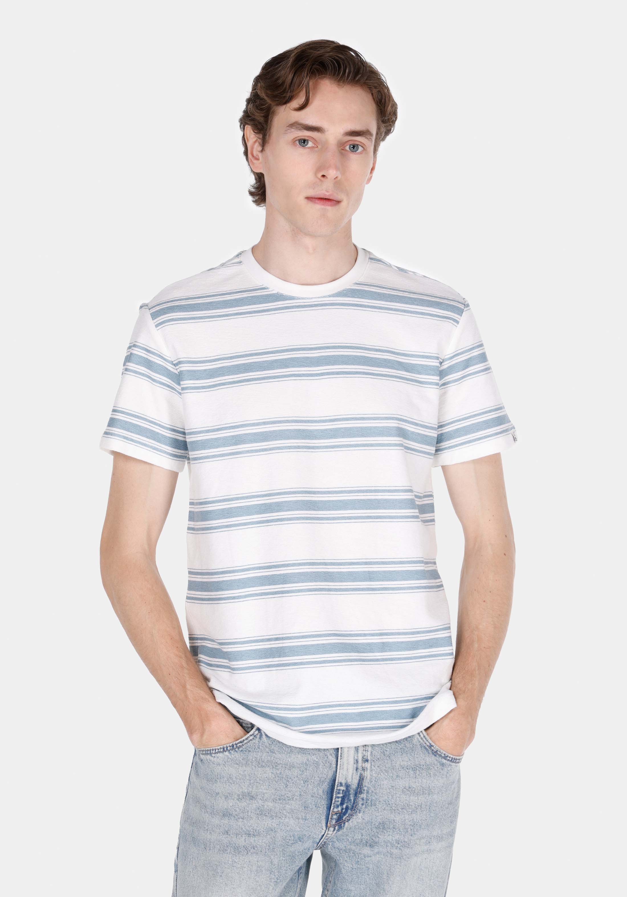Afișați detalii pentru Regular Fit Round Neck Jacquard Tricou Cu Mânecă Scurtă Ecru Pentru Bărbați