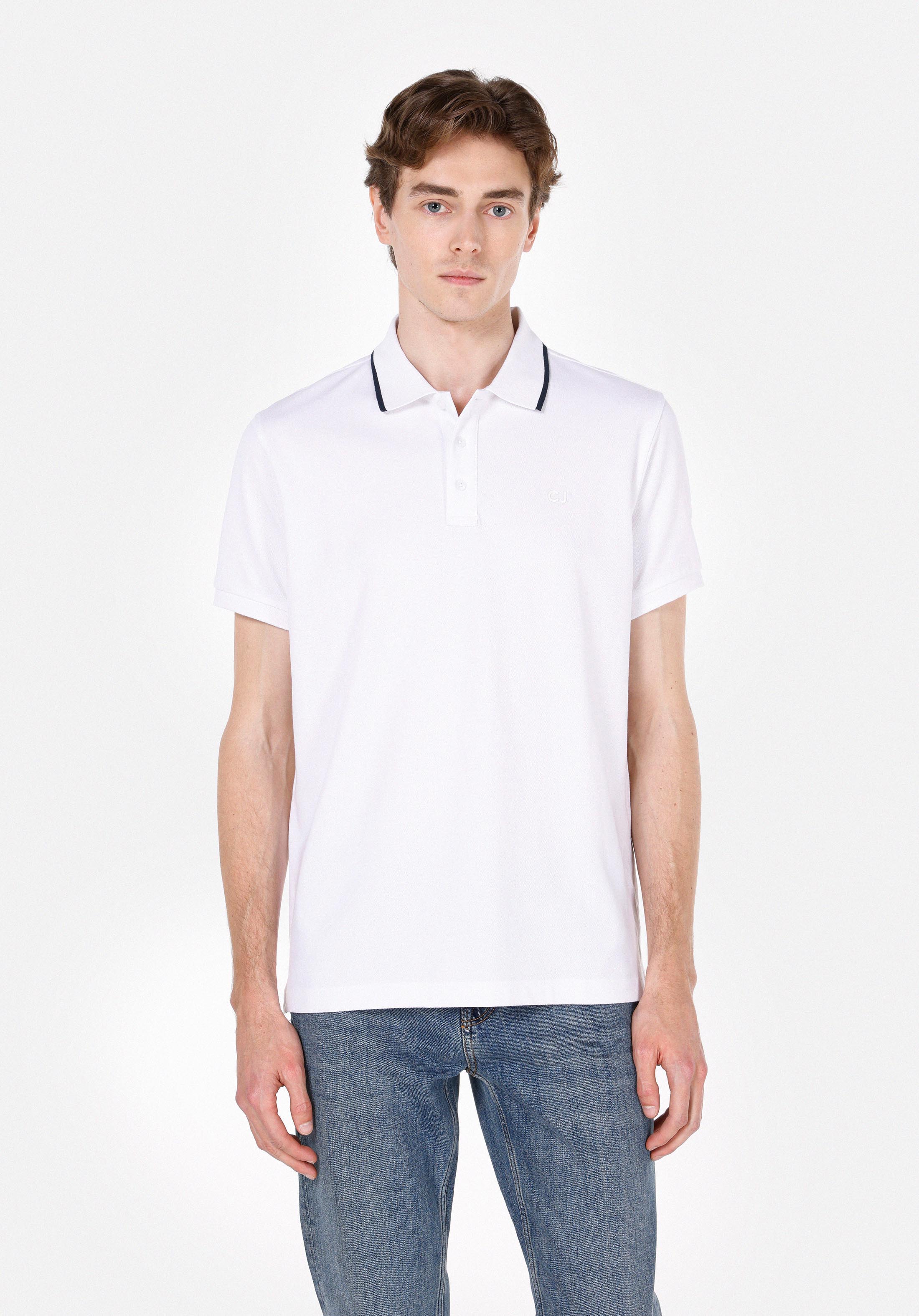 Afișați detalii pentru Tricou Polo Cu Maneca Scurta De Barbati Alb Regular Fit  Cl1073958