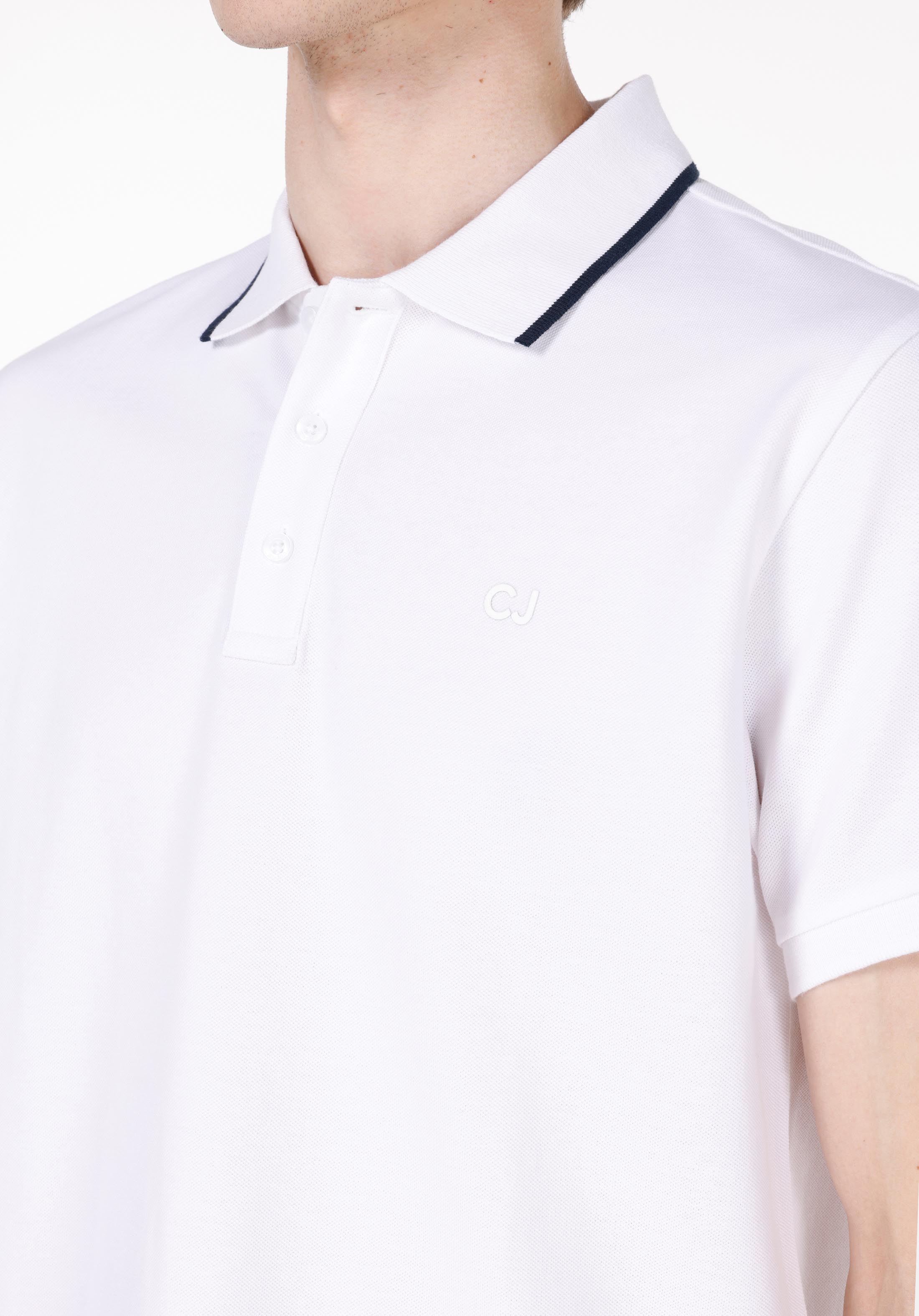 Afișați detalii pentru Tricou Polo Cu Maneca Scurta De Barbati Alb Regular Fit  Cl1073958