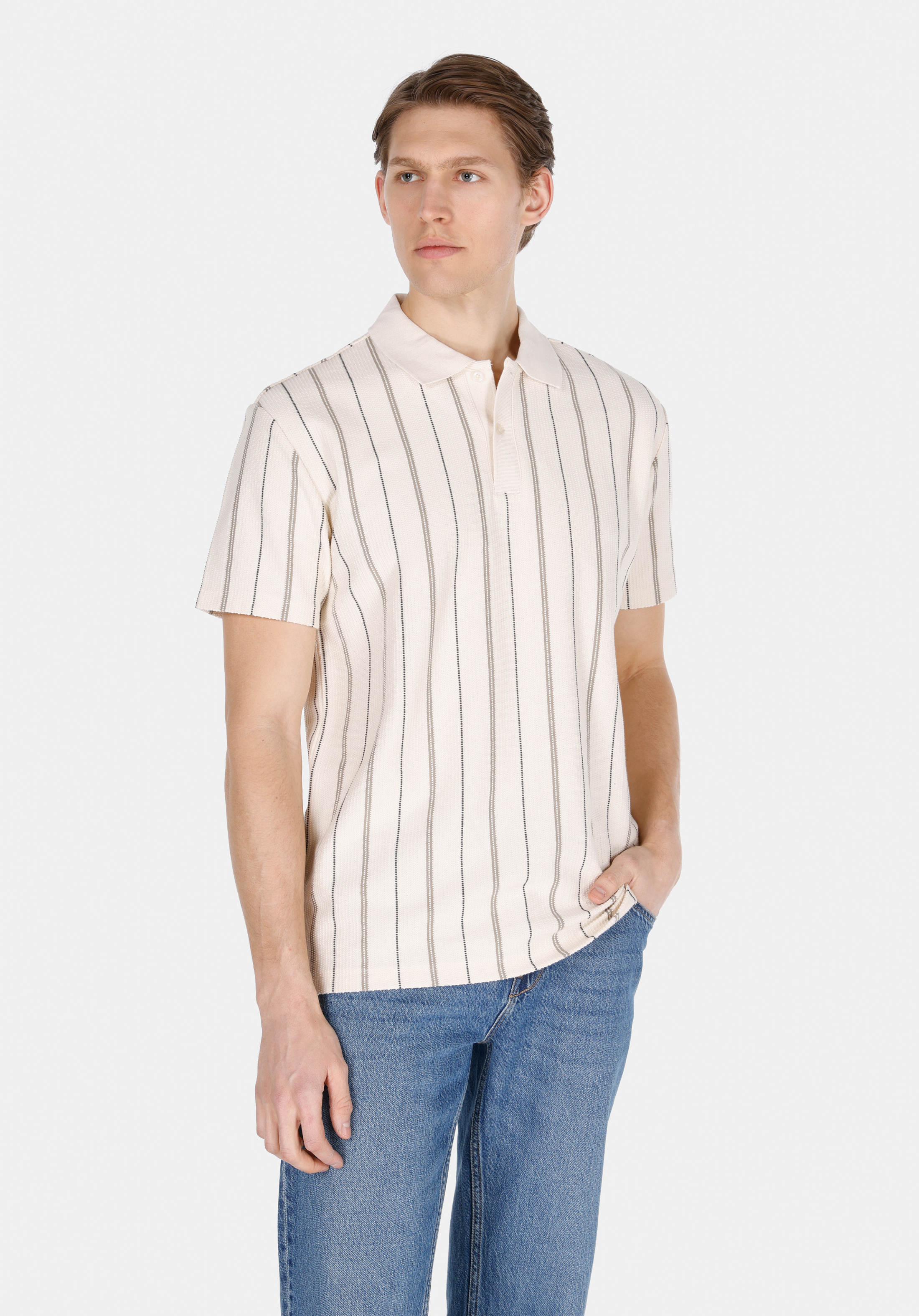 Afișați detalii pentru Tricou Polo Cu Maneca Scurta De Barbati Ecru Comfort Fit  Cl1073317