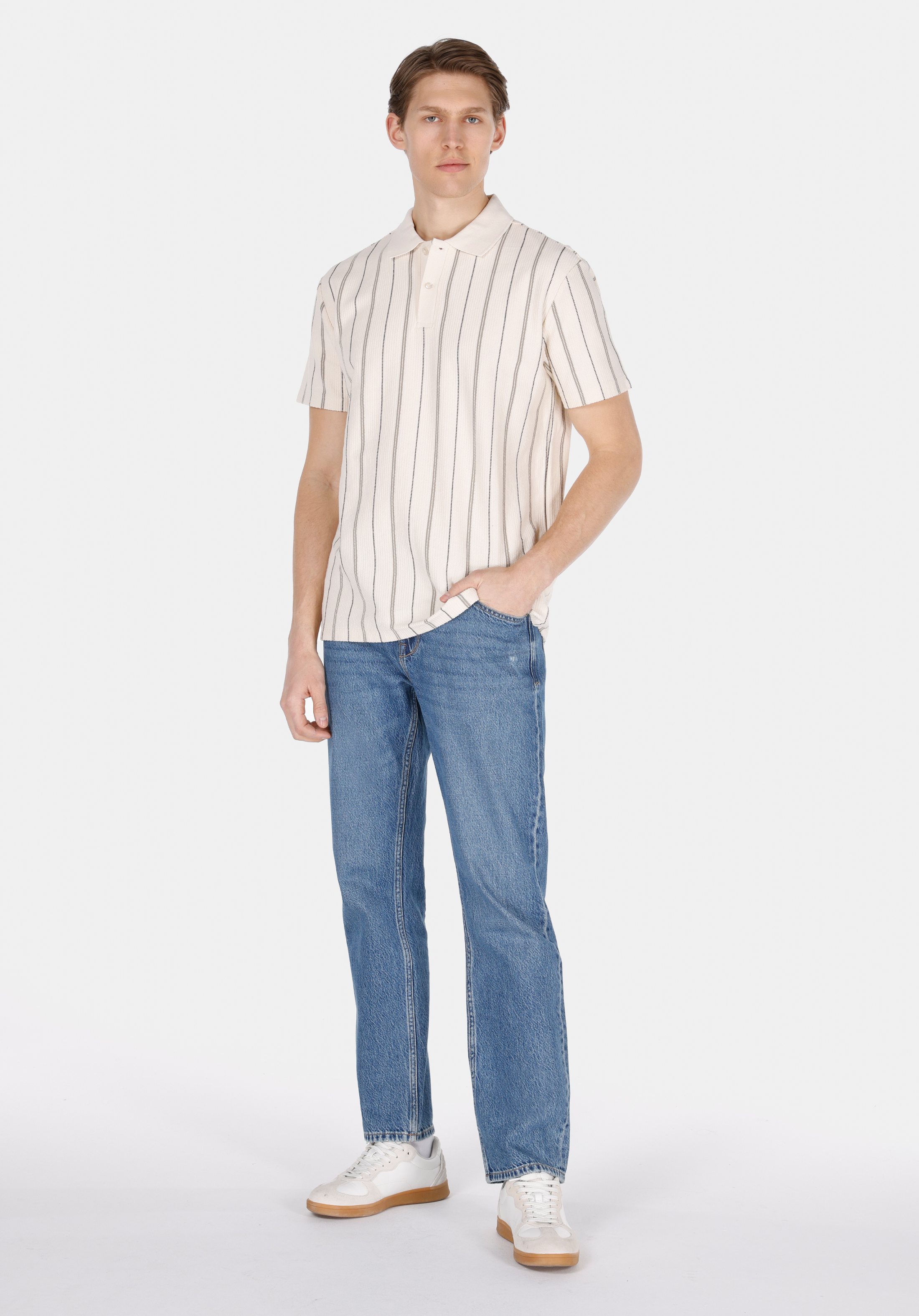 Afișați detalii pentru Tricou Polo Cu Maneca Scurta De Barbati Ecru Comfort Fit  Cl1073317